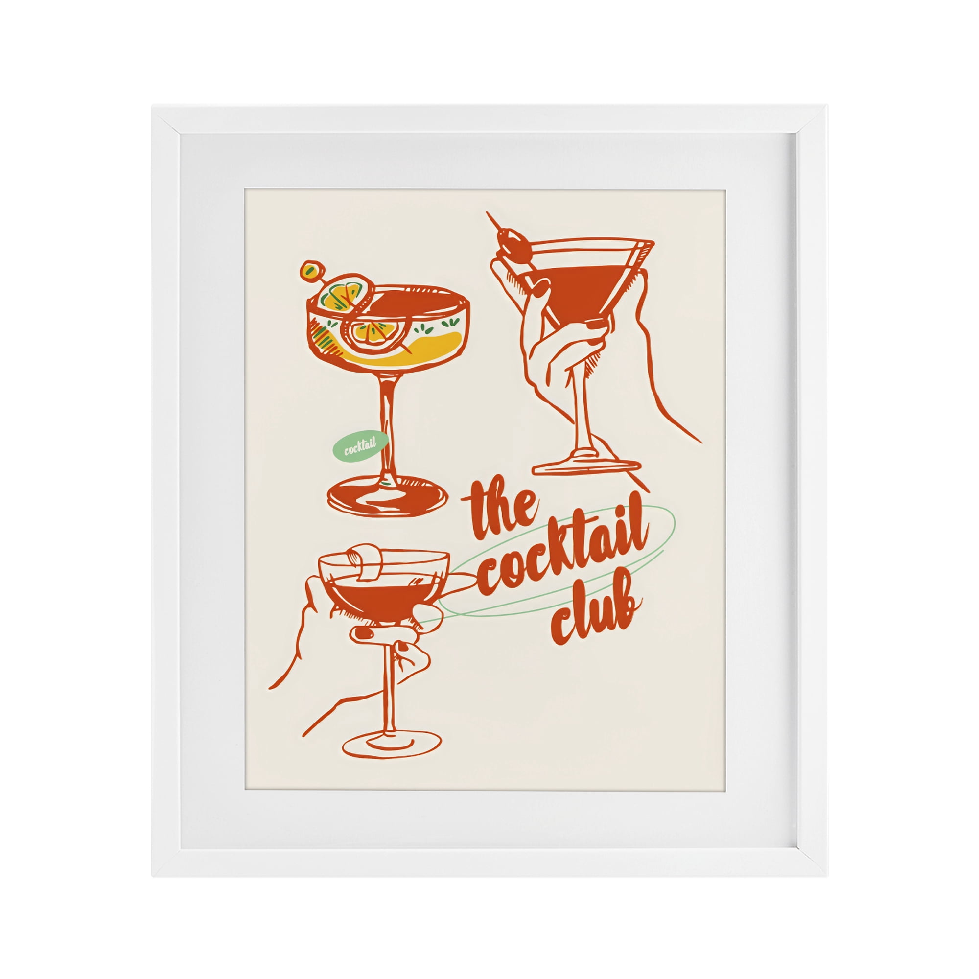 Stupell Industries Cocktail Club Toasting Glasses White Framed Print Under Glass, design by The Prints Vibe