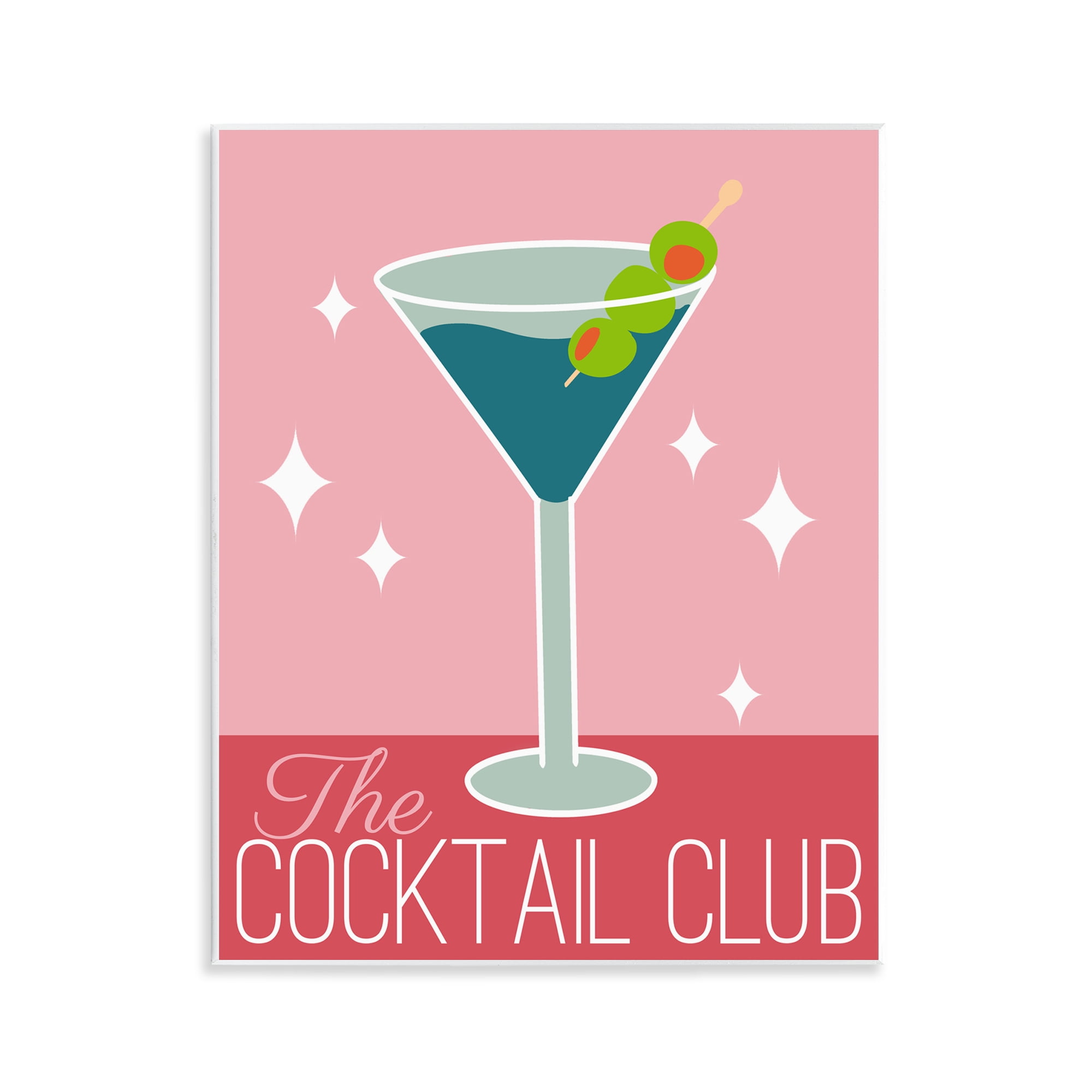 Stupell Industries Cocktail Club Typography Food & Beverage Painting Unframed Art Print Wall Art, 11 x 14