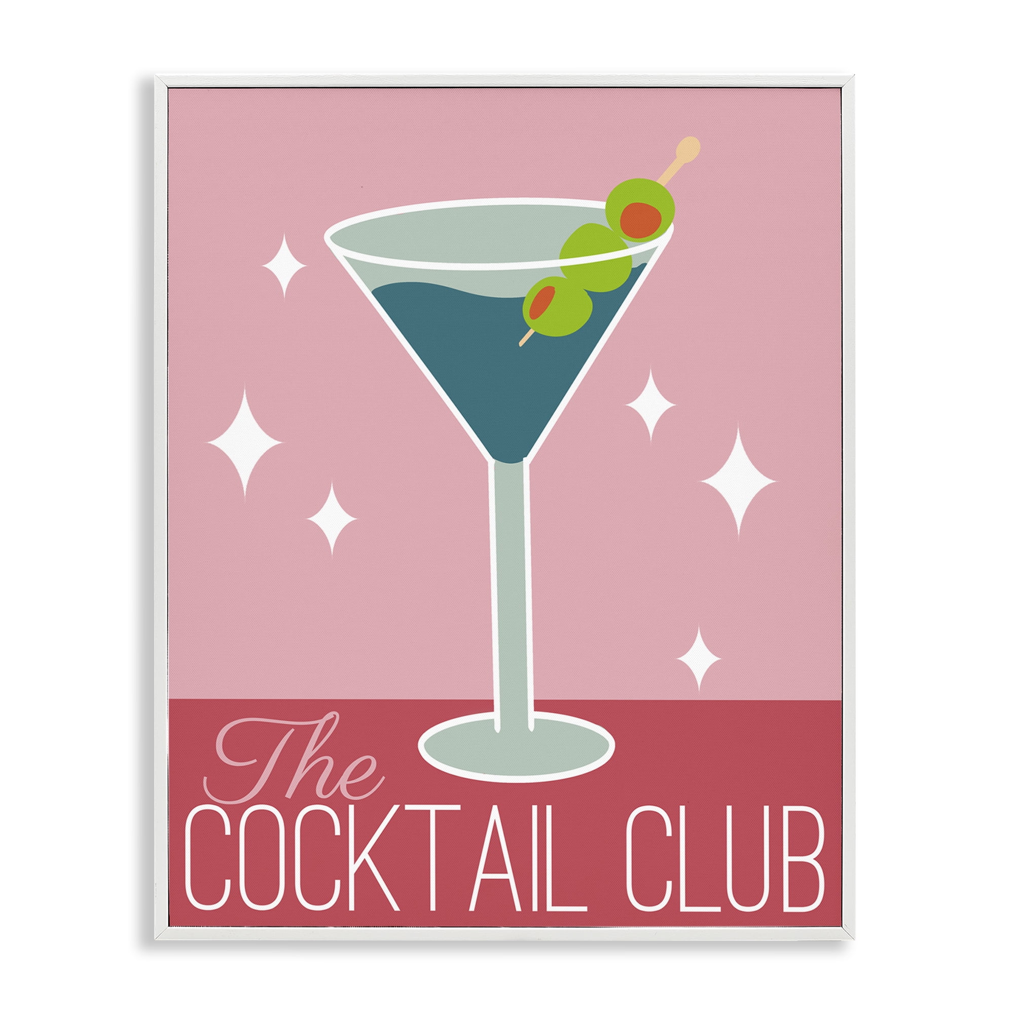 Stupell Industries Cocktail Club Typography Food & Beverage Painting White Framed Art Print Wall Art, 16 x 20