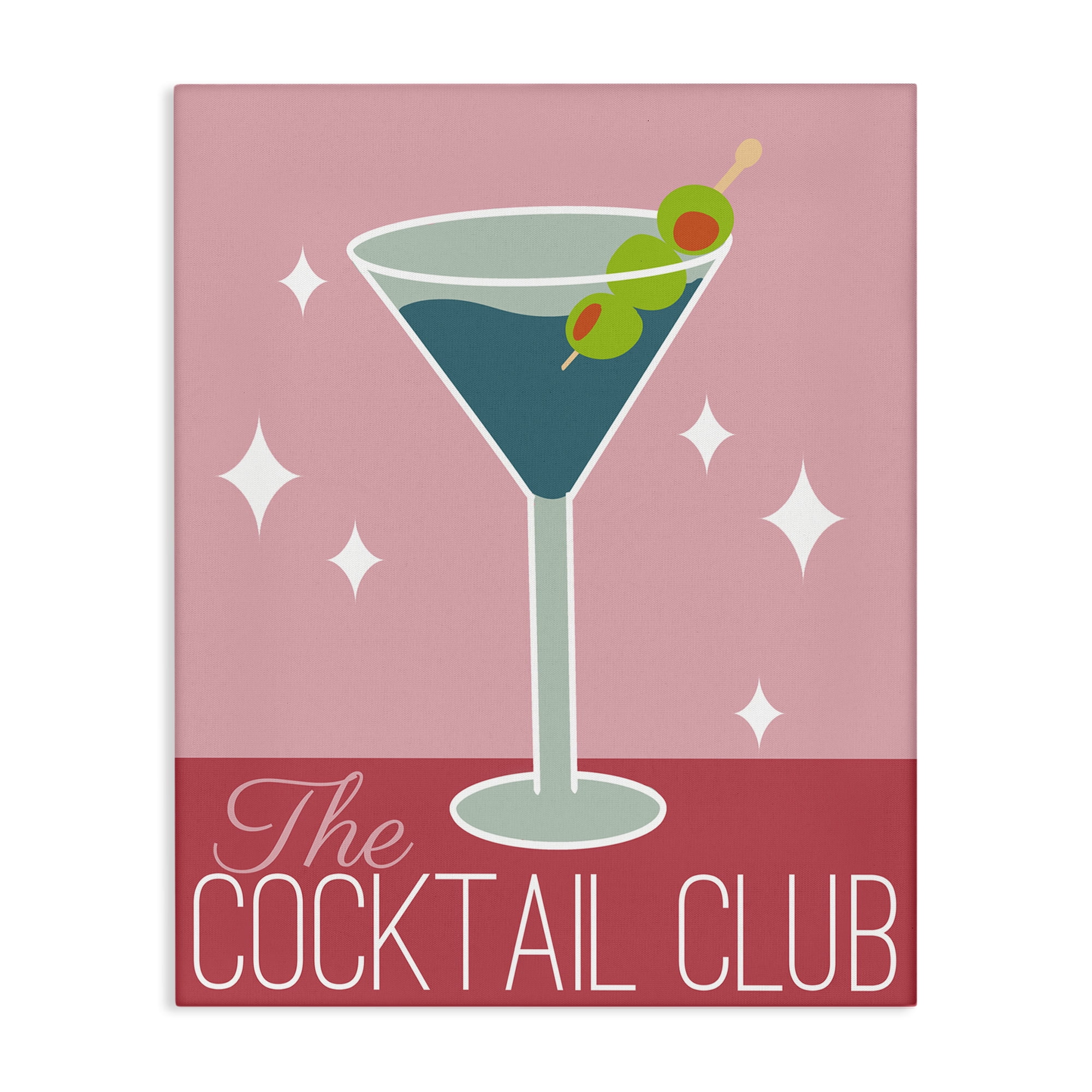 Stupell Industries Cocktail Club Typography Food & Beverage Painting Wrapped Canvas Art Print Wall Art, 30 x 40