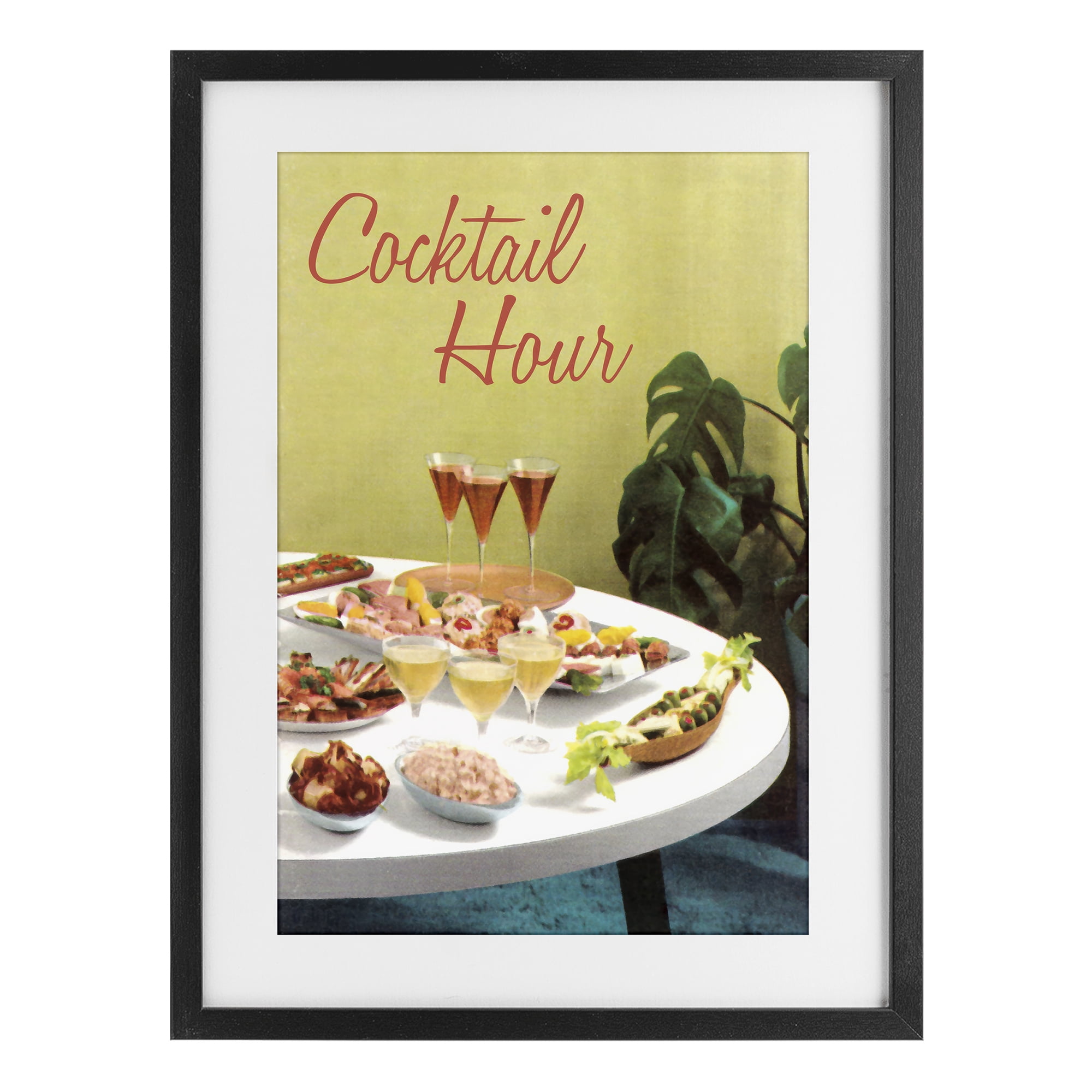 Stupell Industries Cocktail Hour Table Spread Black Framed Print Under Glass, design by Tim Wright