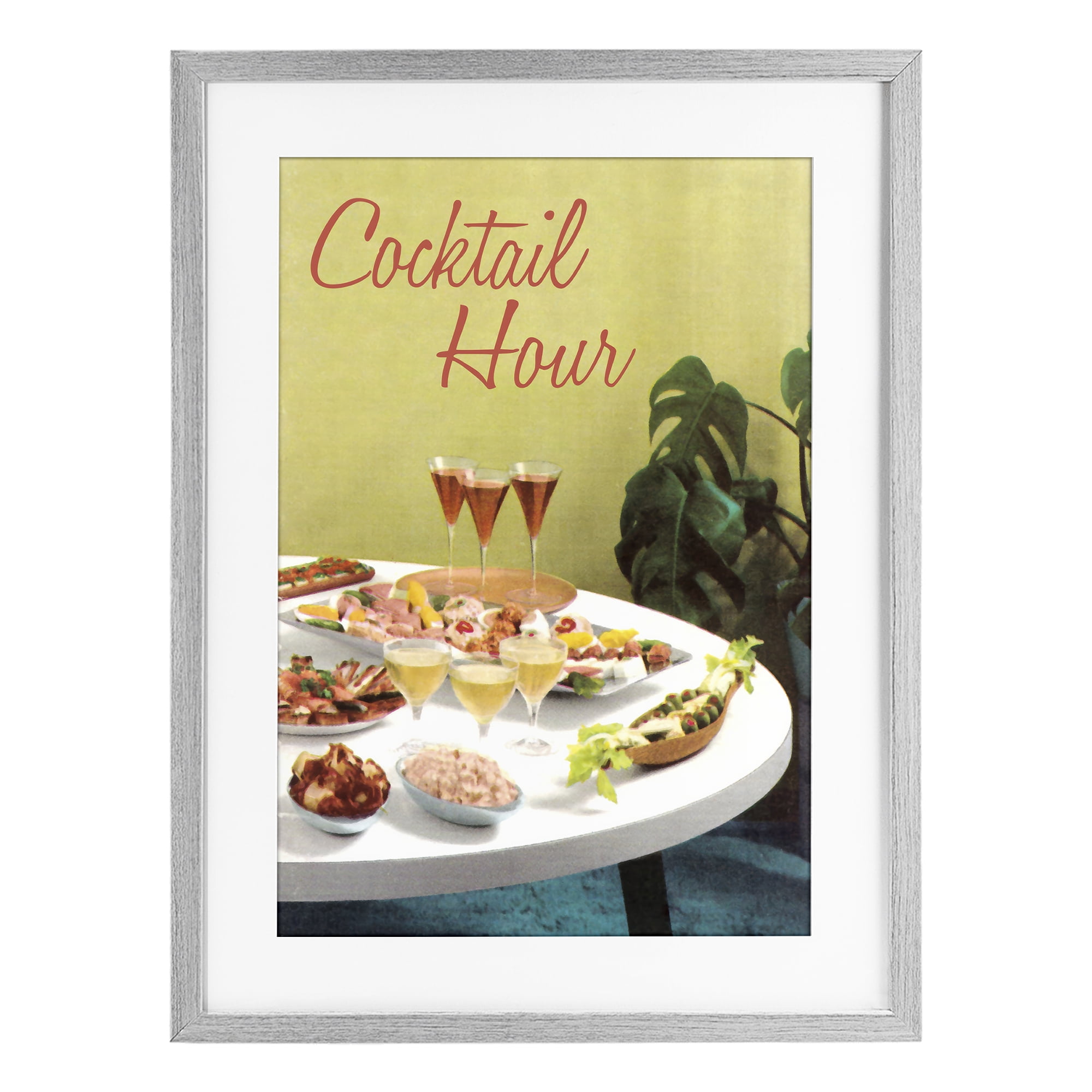 Stupell Industries Cocktail Hour Table Spread Gray Framed Print Under Glass, design by Tim Wright