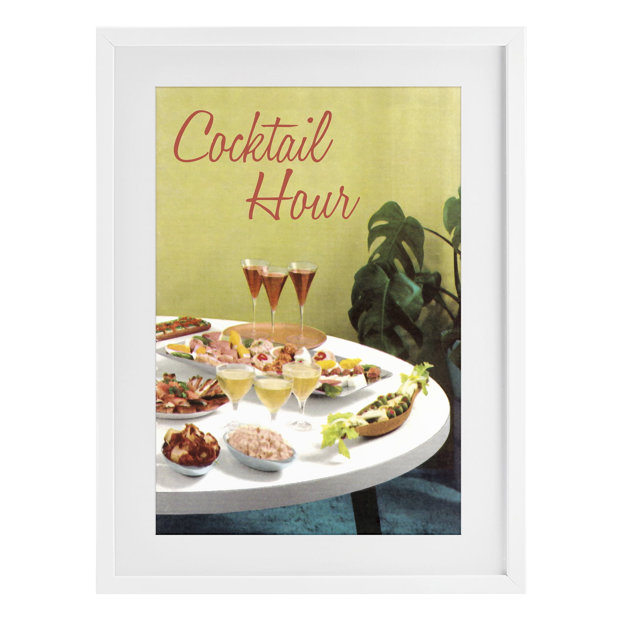 Stupell Industries Cocktail Hour Table Spread White Framed Print Under Glass, design by Tim Wright