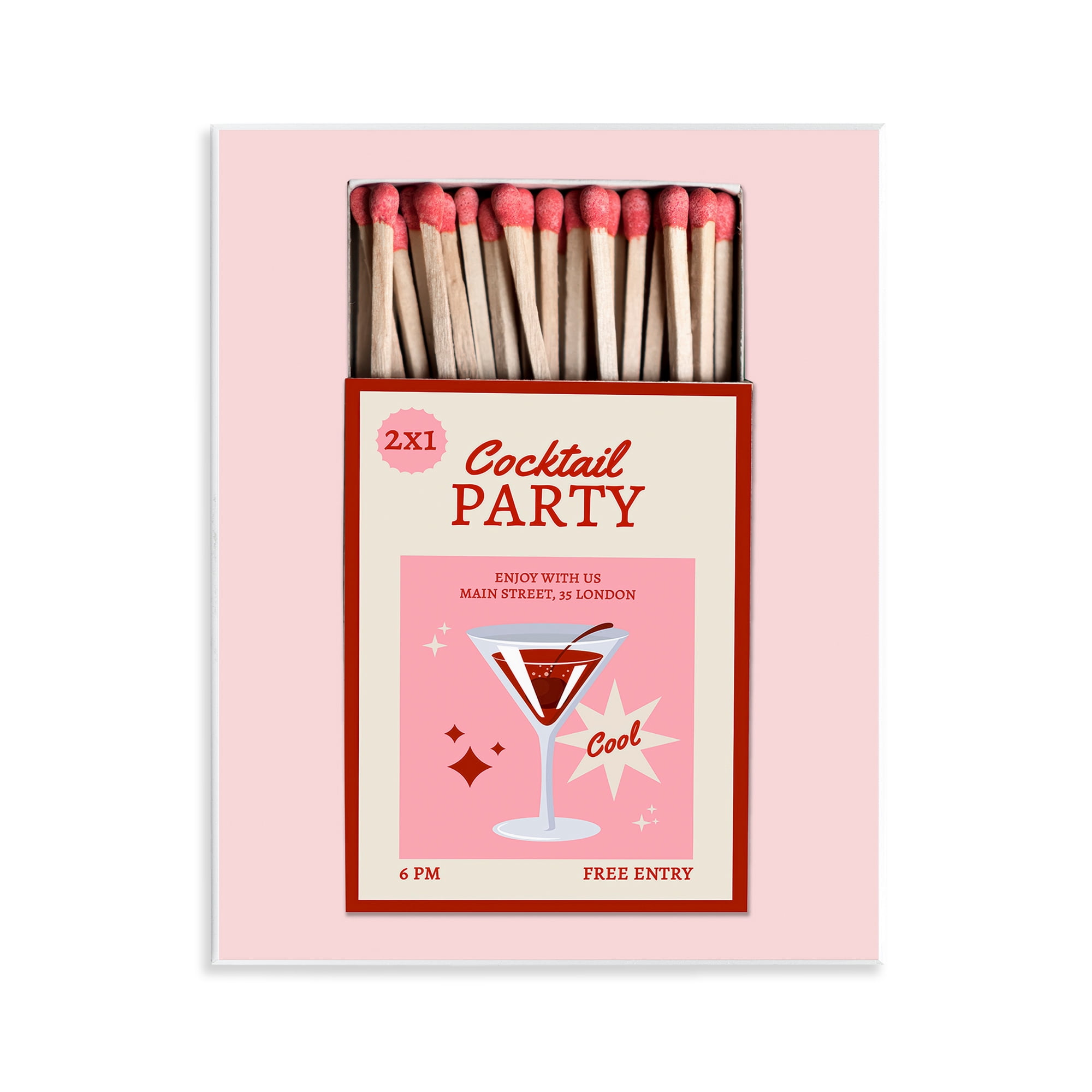 Stupell Industries Cocktail Party Matchbox Wall Plaque Art, design by CAD Designs