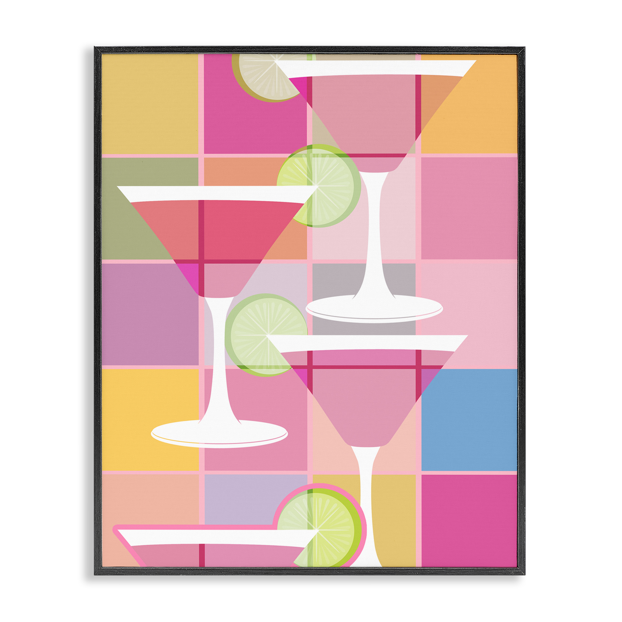 Stupell Industries Cocktail Squares Design Food & Beverage Painting Black Framed Art Print Wall Art, 16 x 20
