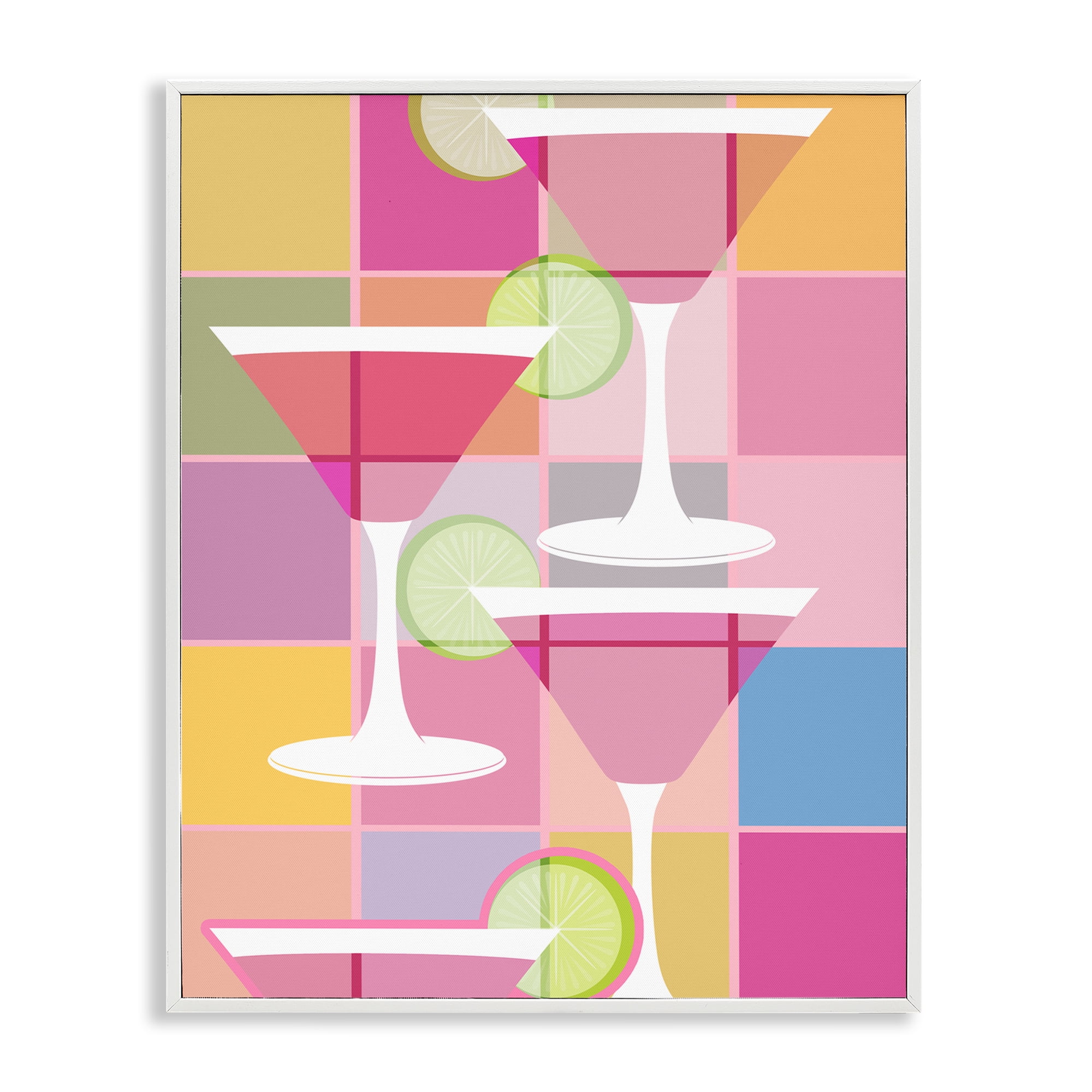 Stupell Industries Cocktail Squares Design Food & Beverage Painting White Framed Art Print Wall Art, 11 x 14