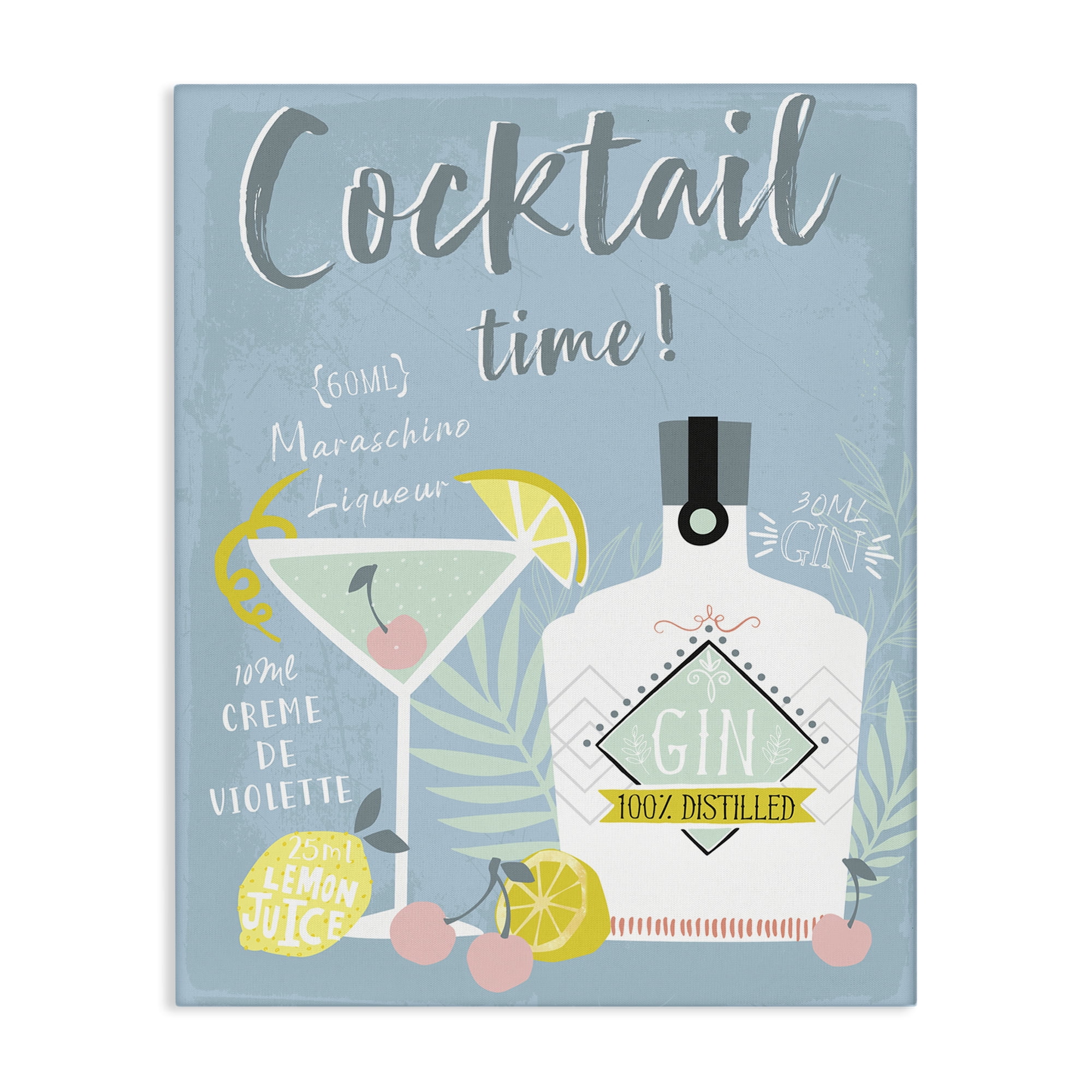 Stupell Industries Cocktail Time Gin Recipe Food & Beverage Painting Wrapped Canvas Art Print Wall Art, 24 x 30