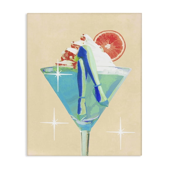 Stupell Industries Cocktail with Crossed Legs Food & Beverage Painting Wrapped Canvas Canvas Art Print Wall Art, 24 x 30