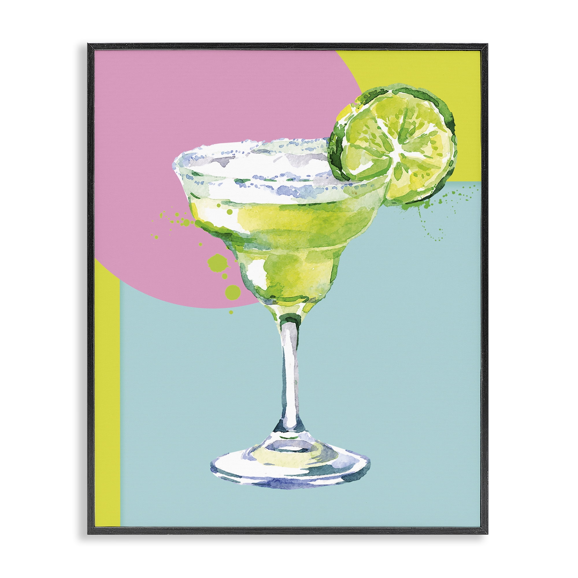 Stupell Industries Cocktail with Lime Slice Food & Beverage Painting Black Framed Art Print Wall Art, 16 x 20