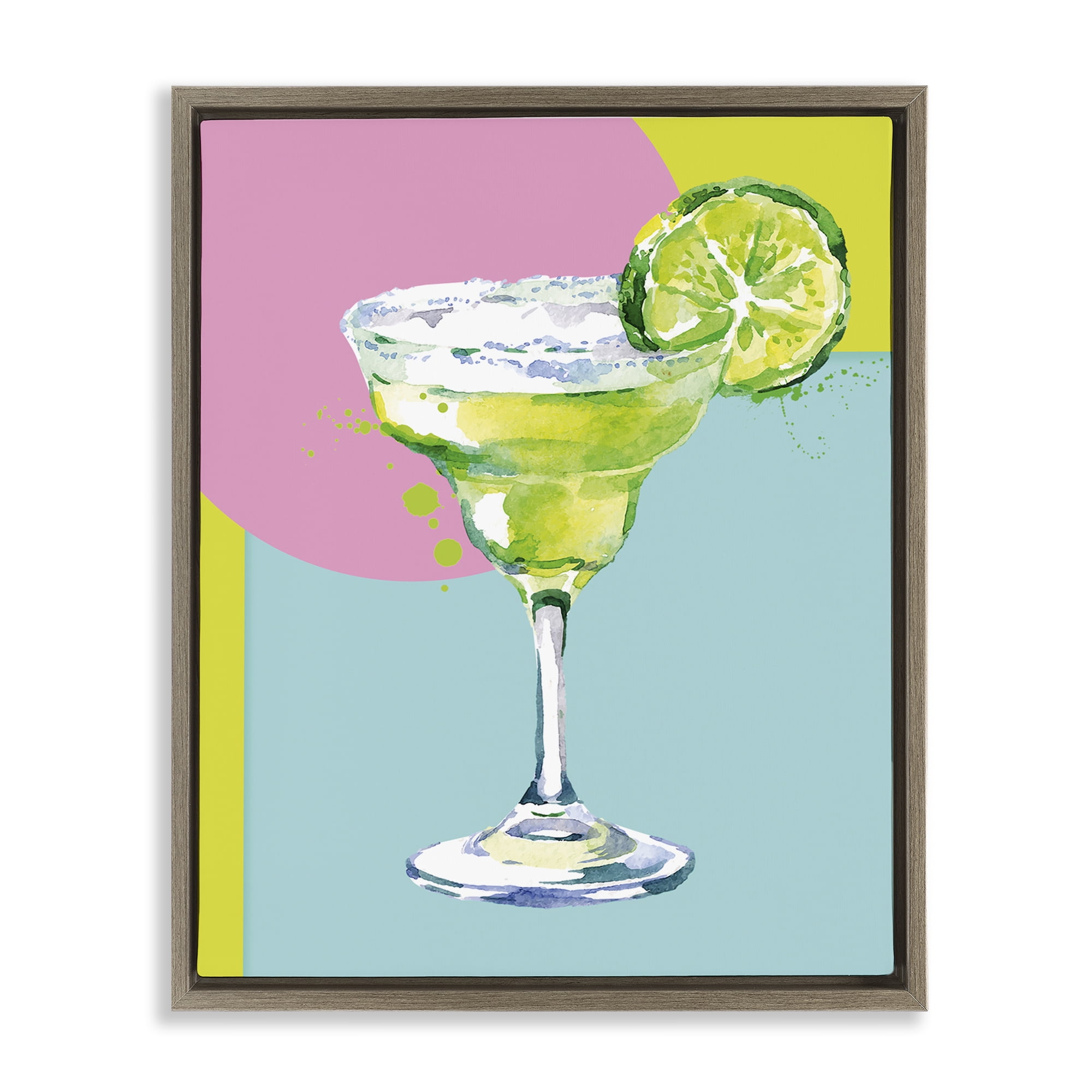 Stupell Industries Cocktail with Lime Slice Food & Beverage Painting Brown Floater Framed Canvas Art Print Wall Art, 17 x 21