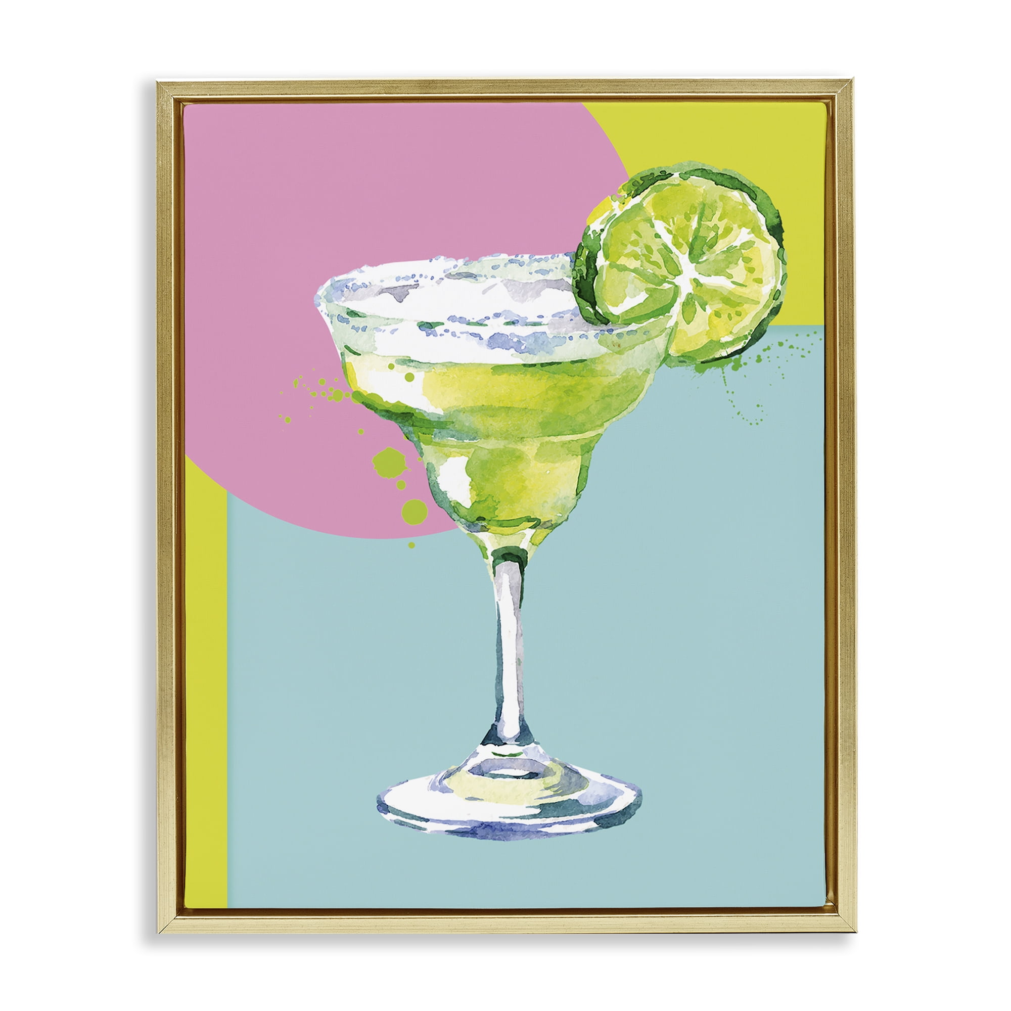 Stupell Industries Cocktail with Lime Slice Food & Beverage Painting Gold Floater Framed Canvas Art Print Wall Art, 25 x 31