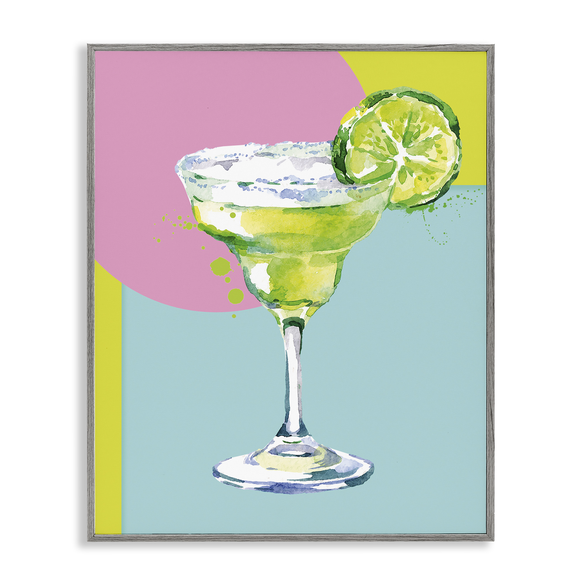 Stupell Industries Cocktail with Lime Slice Food & Beverage Painting Gray Framed Art Print Wall Art, 11 x 14