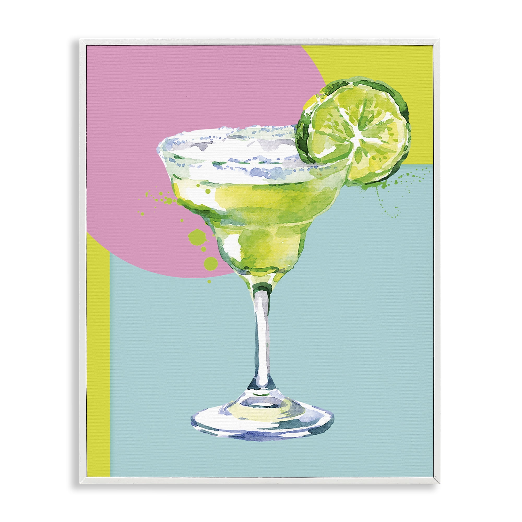 Stupell Industries Cocktail with Lime Slice Food & Beverage Painting White Framed Art Print Wall Art, 24 x 30