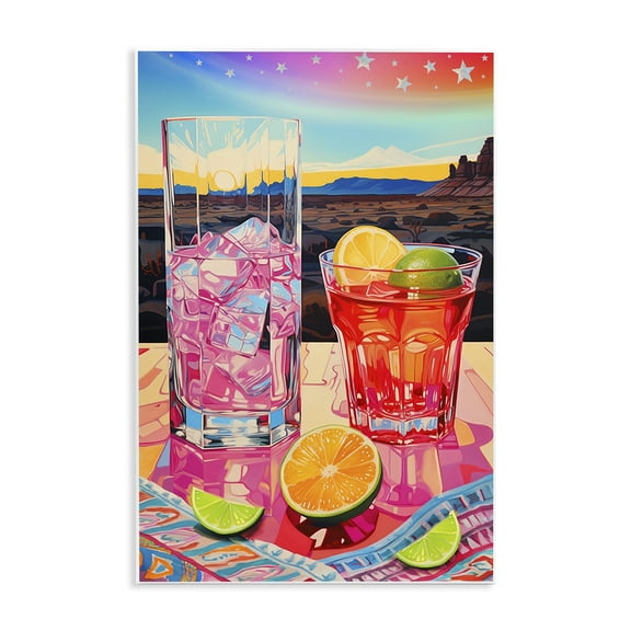 Stupell Industries Cocktails at Sunset View Food & Beverage Painting Unframed Art Print Wall Art, 10 x 15