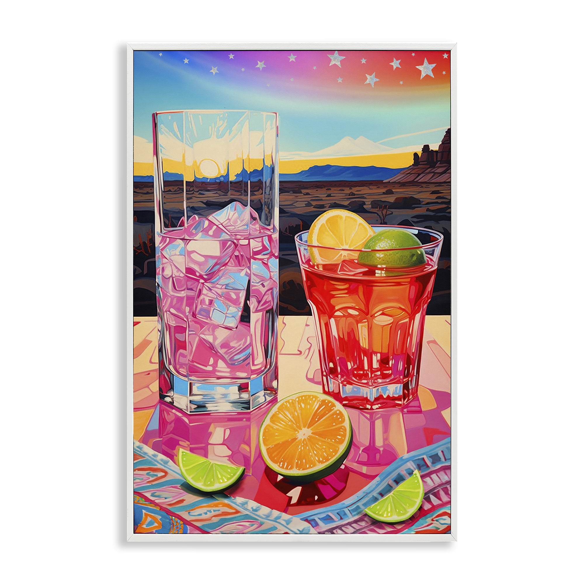 Stupell Industries Cocktails at Sunset View Food & Beverage Painting White Framed Art Print Wall Art, 20 x 30