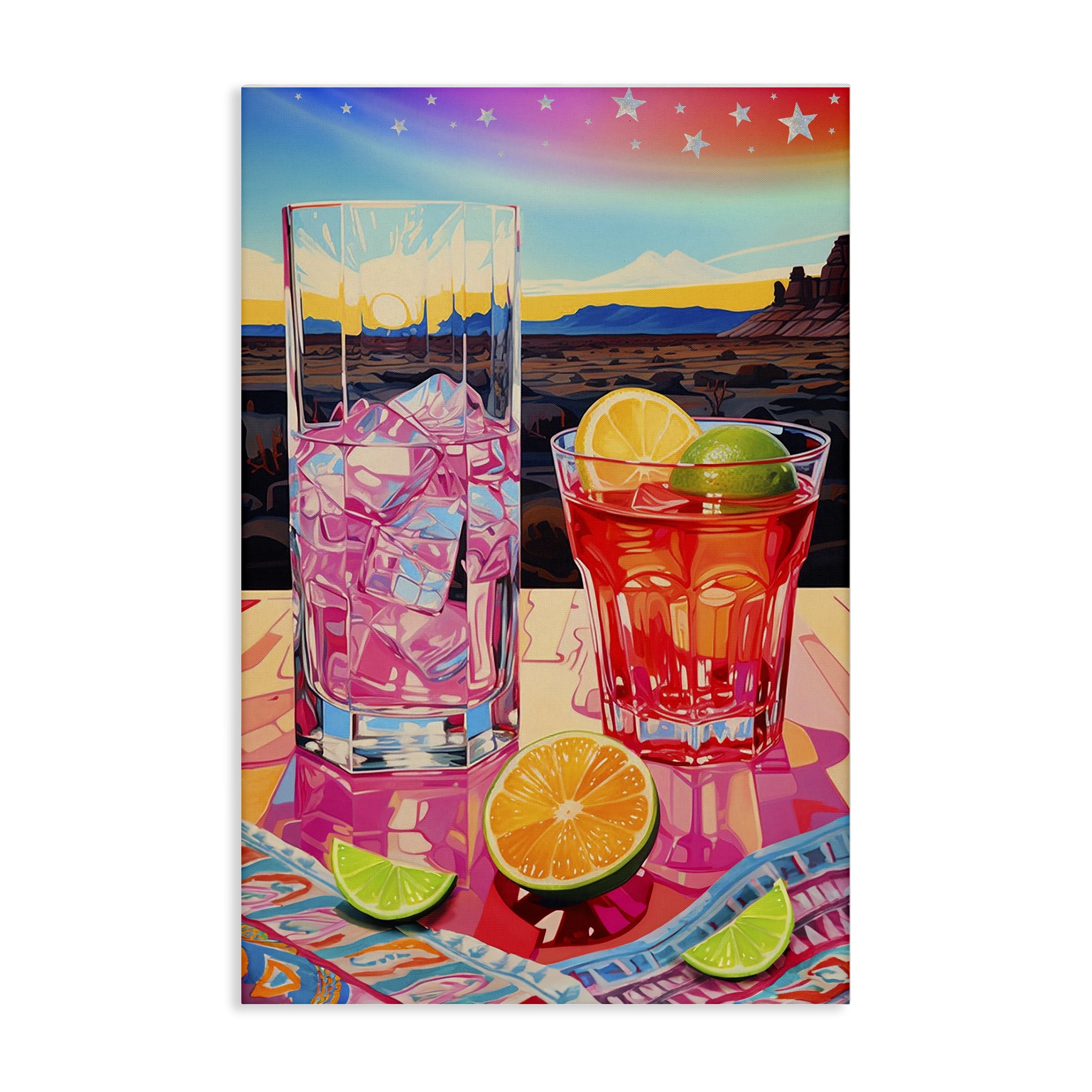 Stupell Industries Cocktails at Sunset View Food & Beverage Painting Wrapped Canvas Art Print Wall Art, 20 x 30