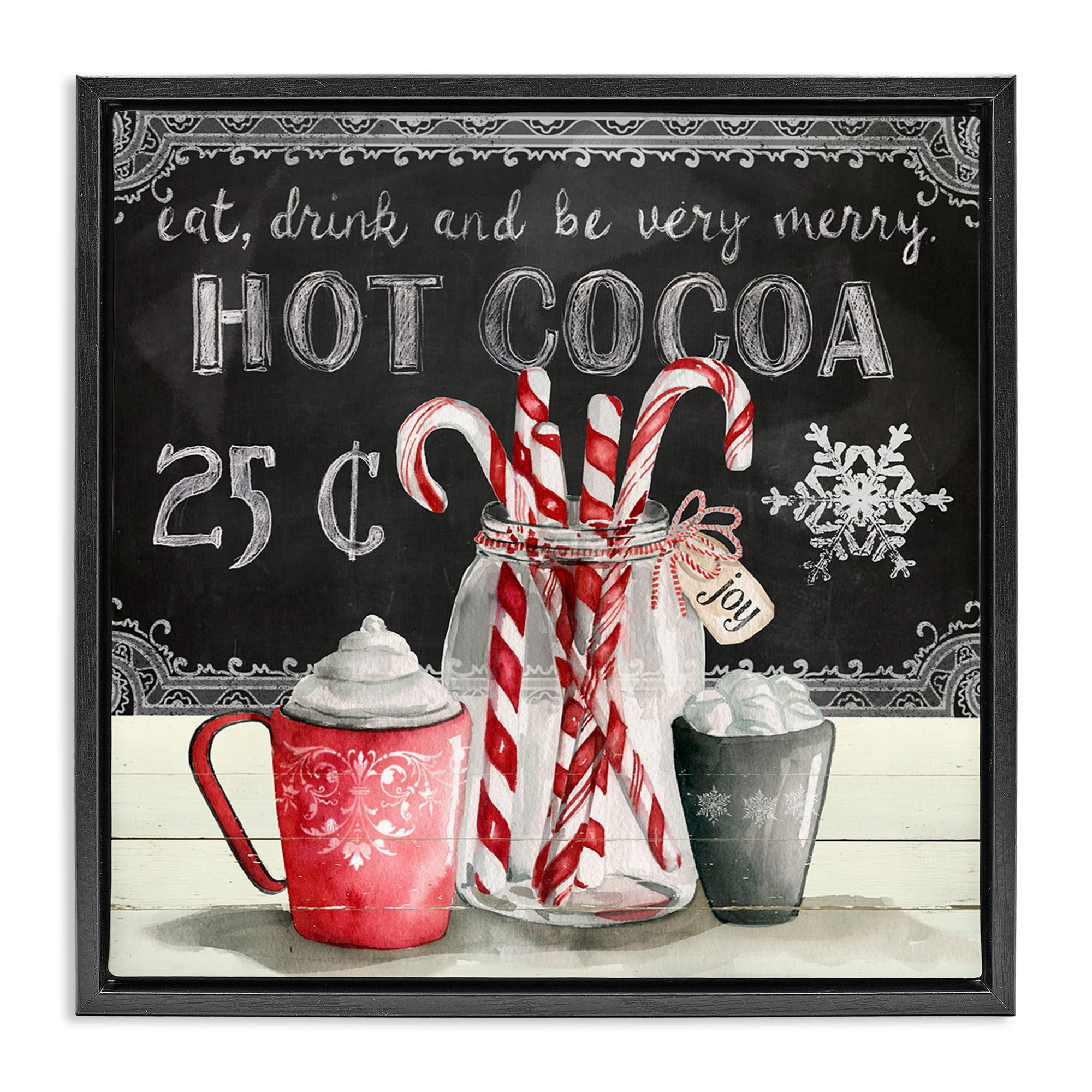 Stupell Industries Cocoa & Candy Canes Holiday Painting Black Floater