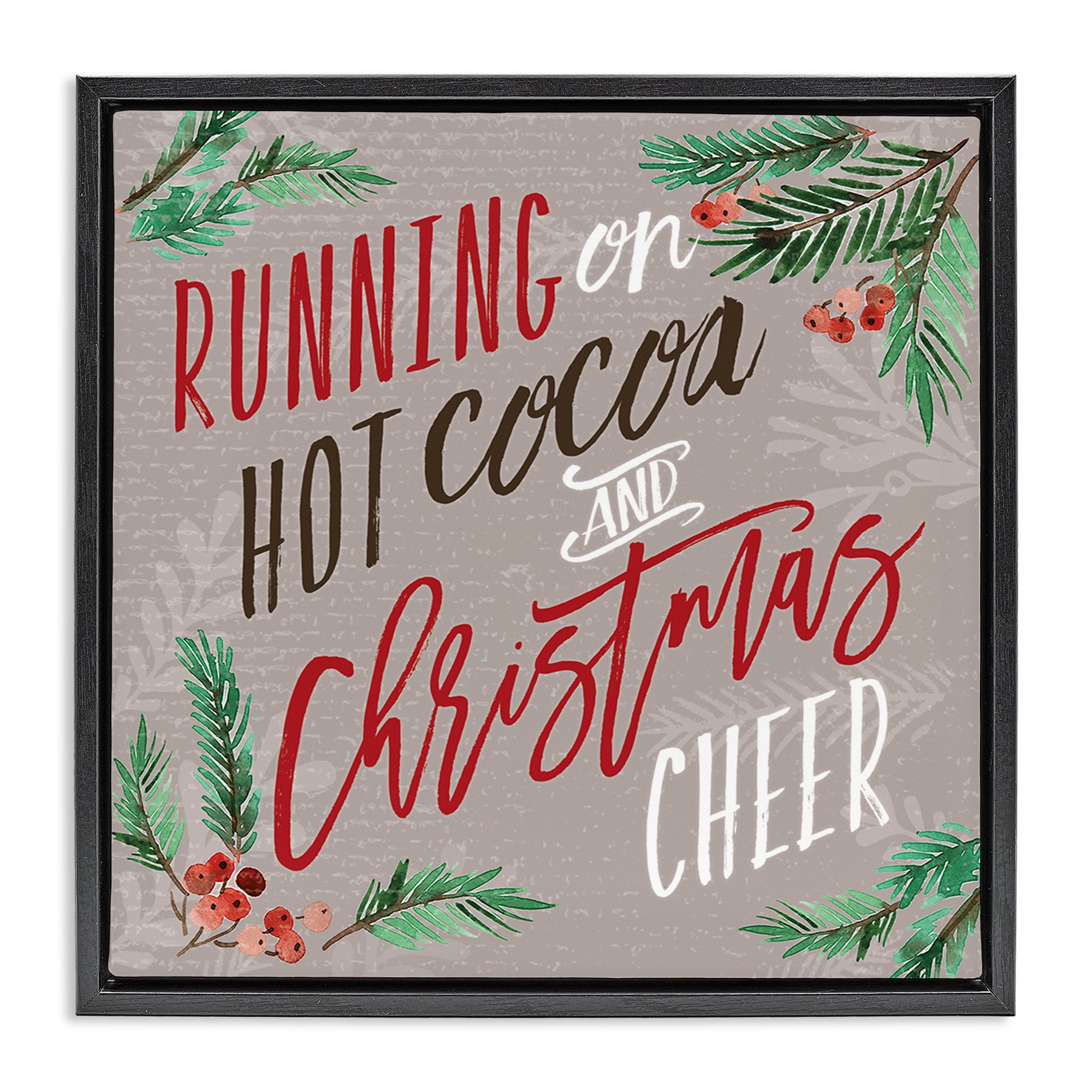 Stupell Industries Cocoa & Christmas Cheer Holiday Painting Black Floater Framed Canvas Art Prints Wall Art, 25 x 25