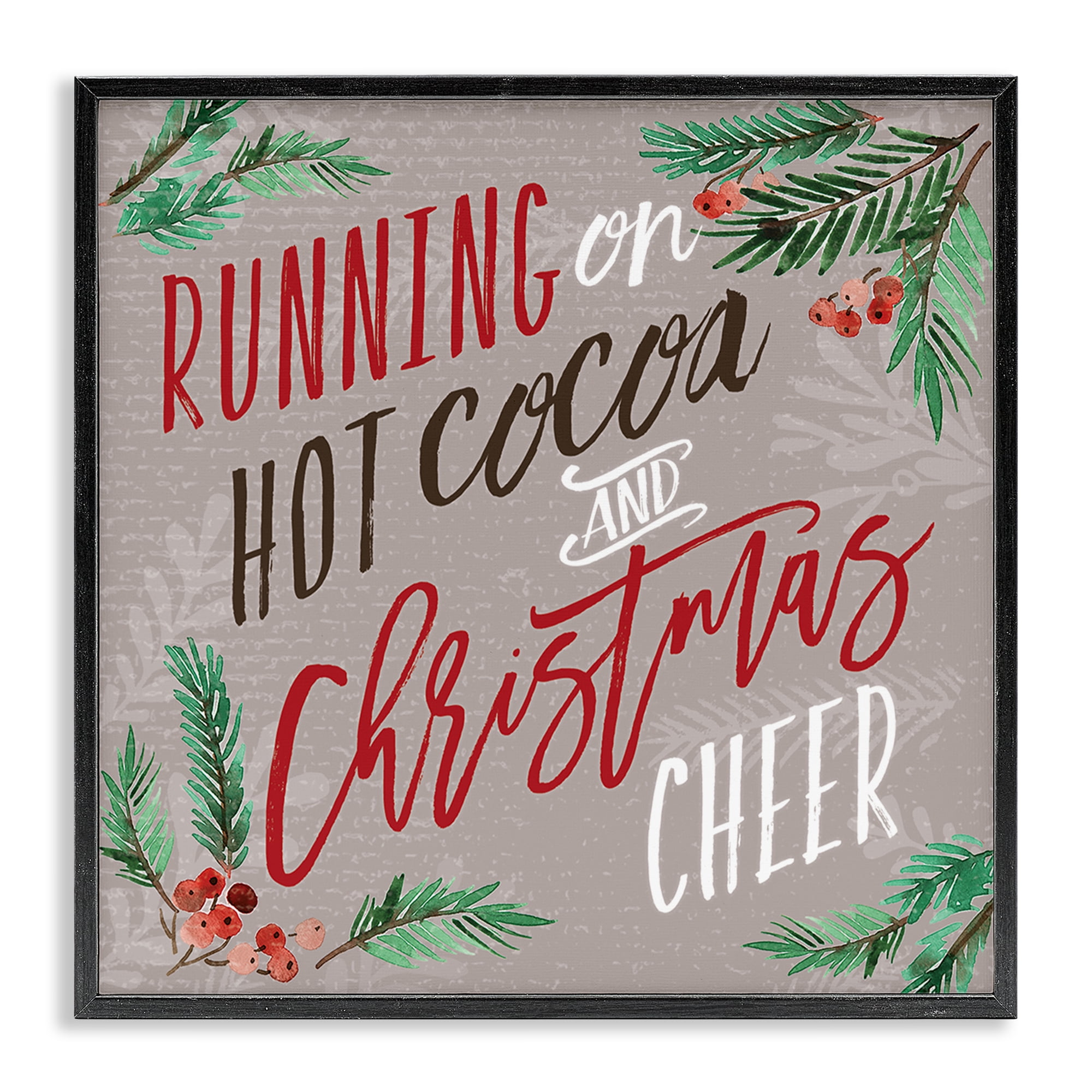 Stupell Industries Cocoa & Christmas Cheer Holiday Painting Black Framed Art Prints Wall Art, 17 x 17