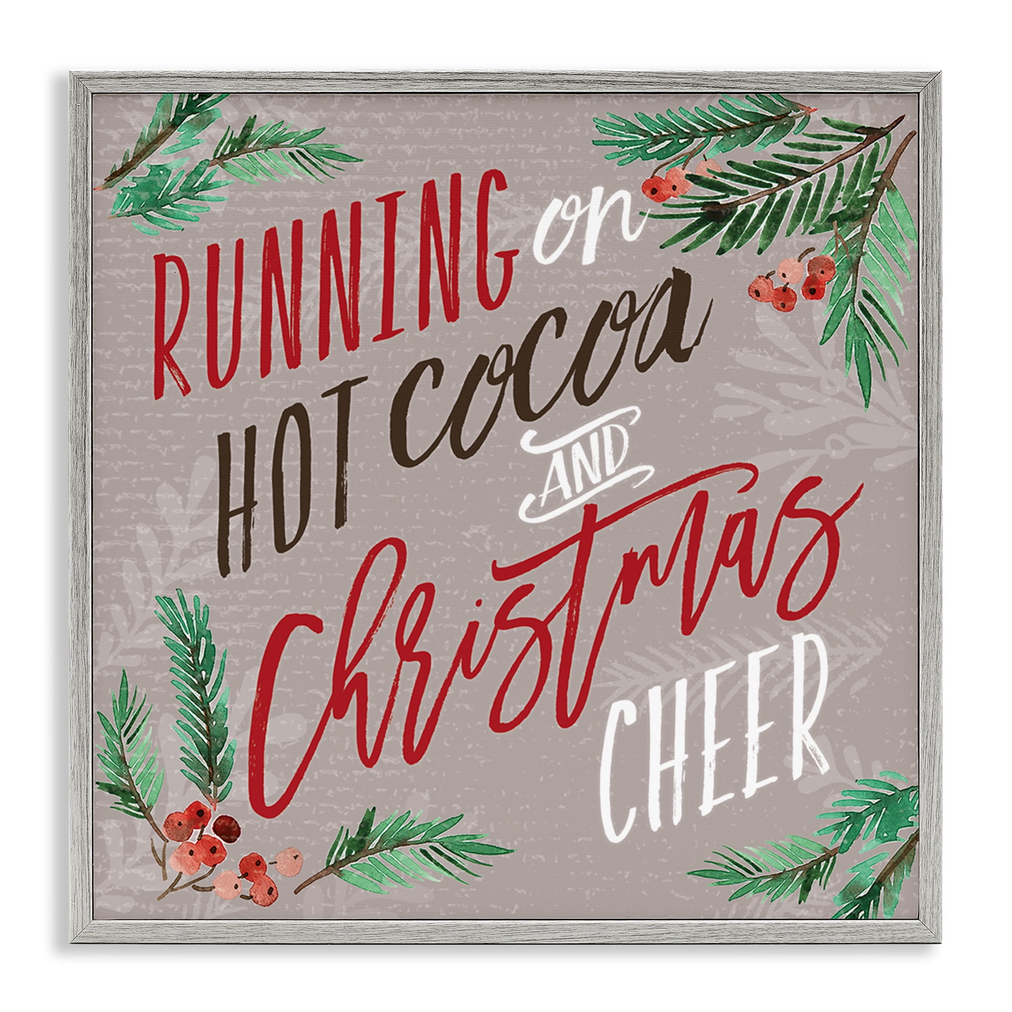 Stupell Industries Cocoa & Christmas Cheer Holiday Painting Gray Framed Art Prints Wall Art, 17 x 17