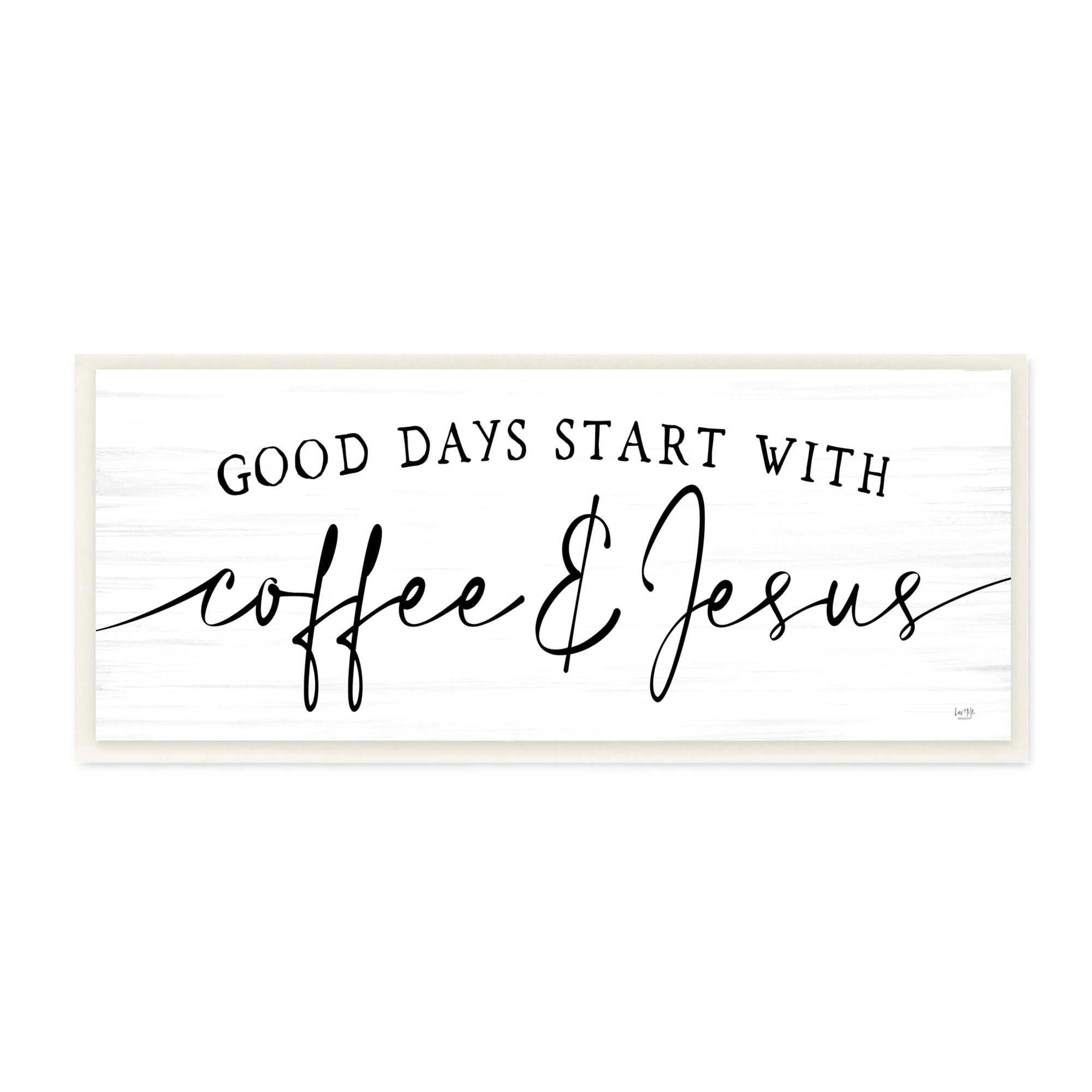 Stupell Industries Coffee And Jesus Quote Calligraphy Grain Pattern Quote, 17 x 7, Design by Lux + Me Designs