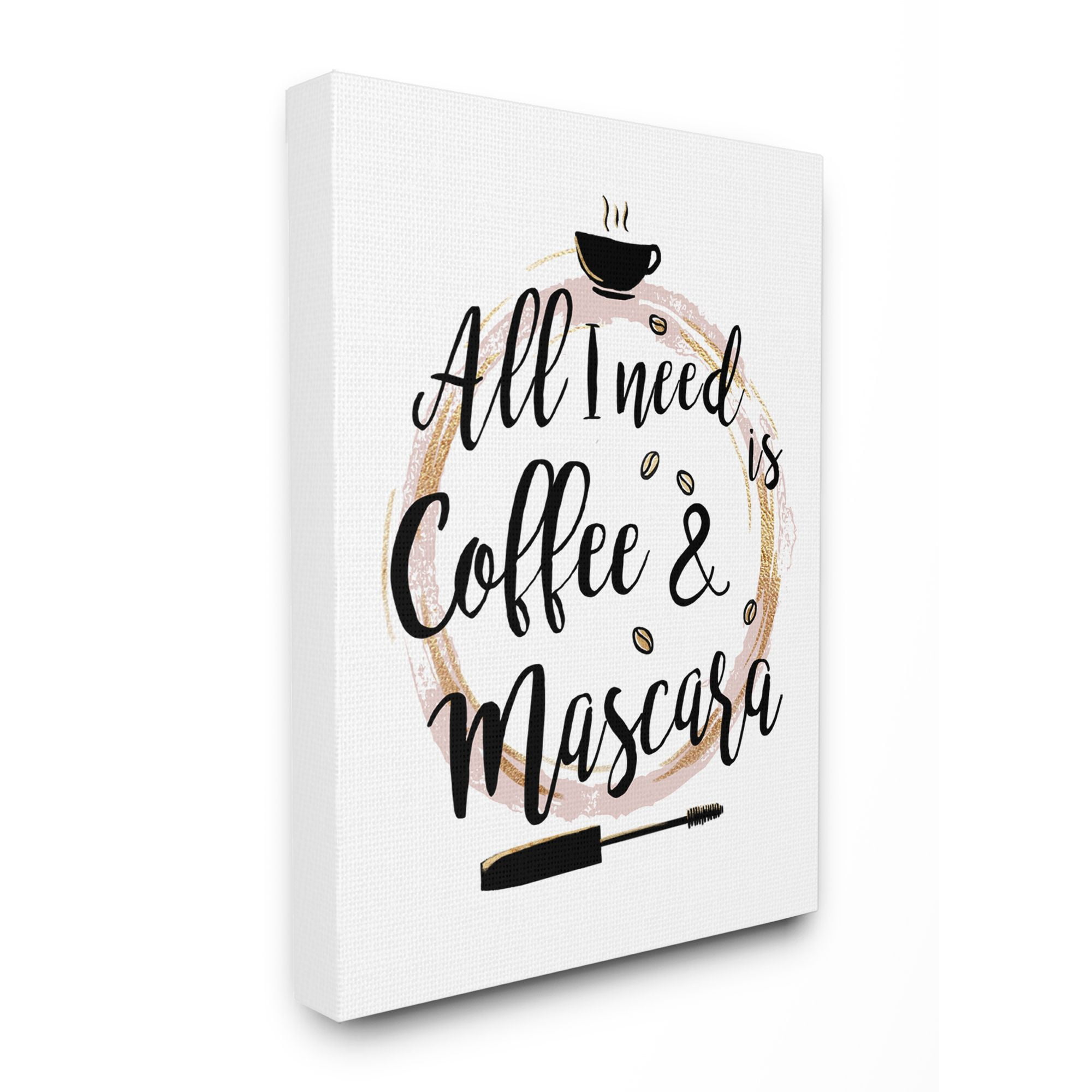 Stupell Industries Coffee And Mascara Fashion Designer Pink Gold Word Design Canvas Wall Art by Ziwei Li