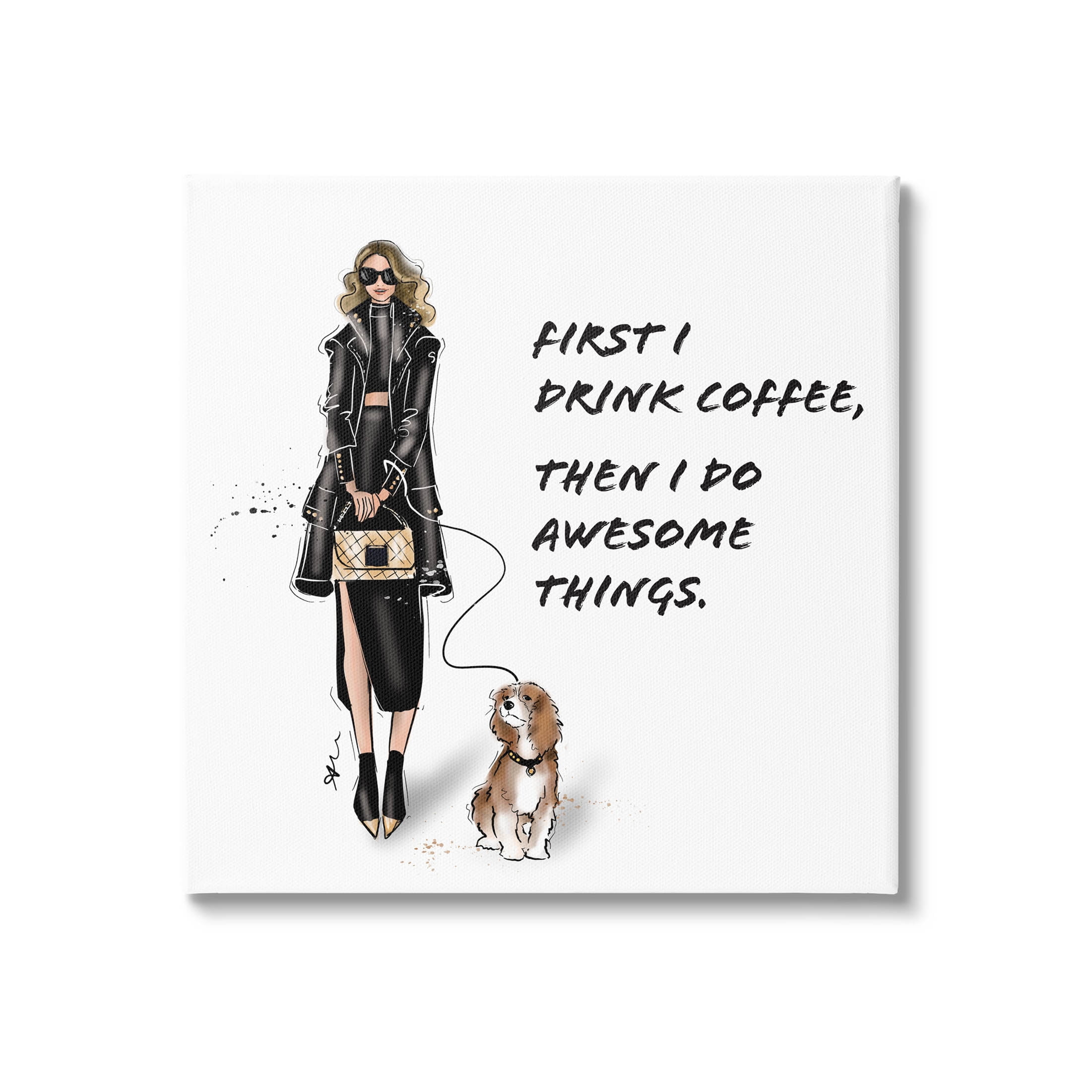 Stupell Industries Coffee & Awesome Things Phrase Graphic Art Gallery Wrapped Canvas Print Wall Art, Design by Alison Petrie