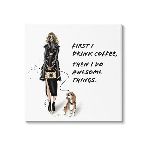 Stupell Industries Coffee & Awesome Things Phrase Graphic Art Gallery Wrapped Canvas Print Wall Art, Design by Alison Petrie
