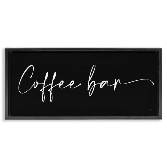 Stupell Industries Coffee Bar Classy Script Food & Beverage Painting Black Floater Framed Canvas Art Print Wall Art, 25 x 11