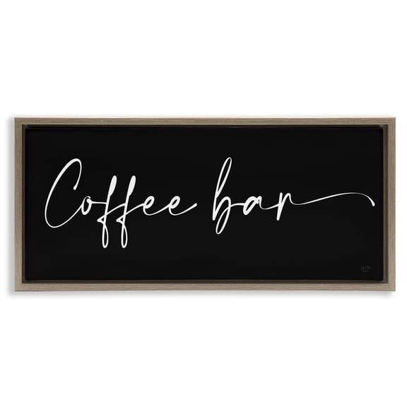 Stupell Industries Coffee Bar Classy Script Food & Beverage Painting Brown Floater Framed Canvas Art Print Wall Art, 25 x 11