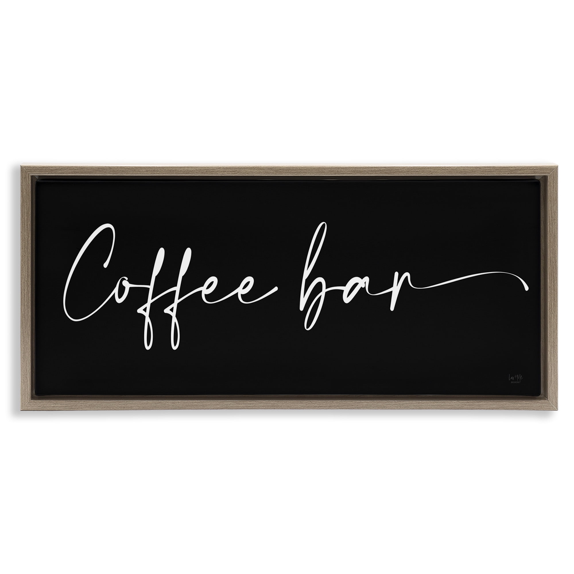 Stupell Industries Coffee Bar Classy Script Food & Beverage Painting Brown Floater Framed Canvas Art Print Wall Art, 31 x 14