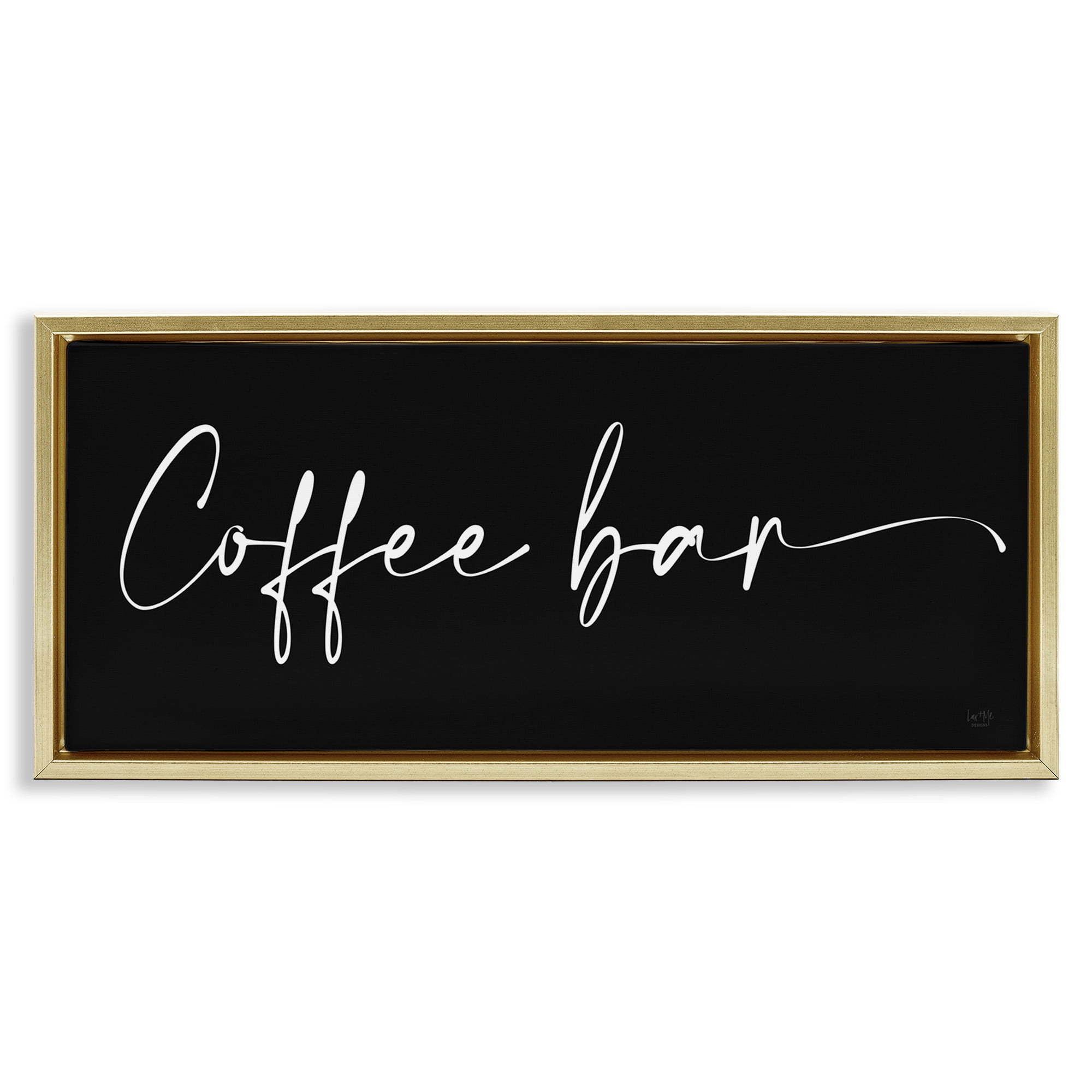 Stupell Industries Coffee Bar Classy Script Food & Beverage Painting Gold Floater Framed Canvas Art Print Wall Art, 25 x 11