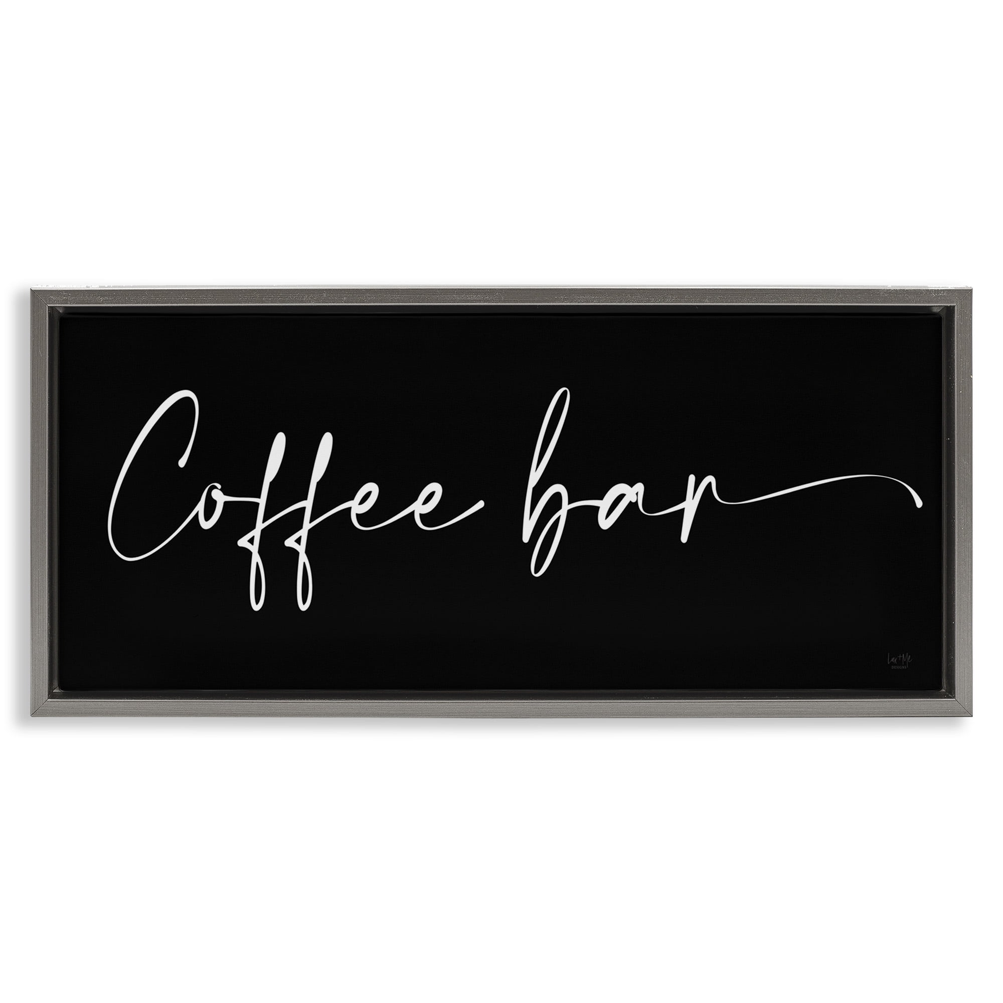 Stupell Industries Coffee Bar Classy Script Food & Beverage Painting Gray Floater Framed Canvas Art Print Wall Art, 25 x 11