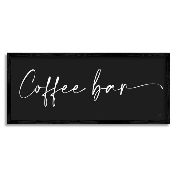 Stupell Industries Coffee Bar Classy Script Text Black Background Sign Graphic Art Black Framed Art Print Wall Art, Design by Lux + Me Designs