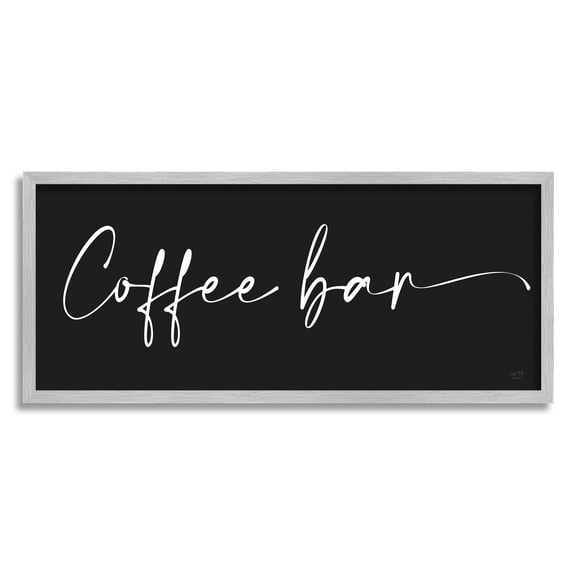 Stupell Industries Coffee Bar Classy Script Text Black Background Sign Graphic Art Gray Framed Art Print Wall Art, Design by Lux + Me Designs