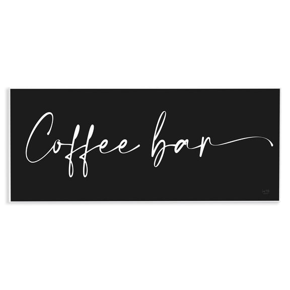 Stupell Industries Coffee Bar Classy Script Text Black Background Sign Graphic Art Unframed Art Print Wall Art, Design by Lux + Me Designs