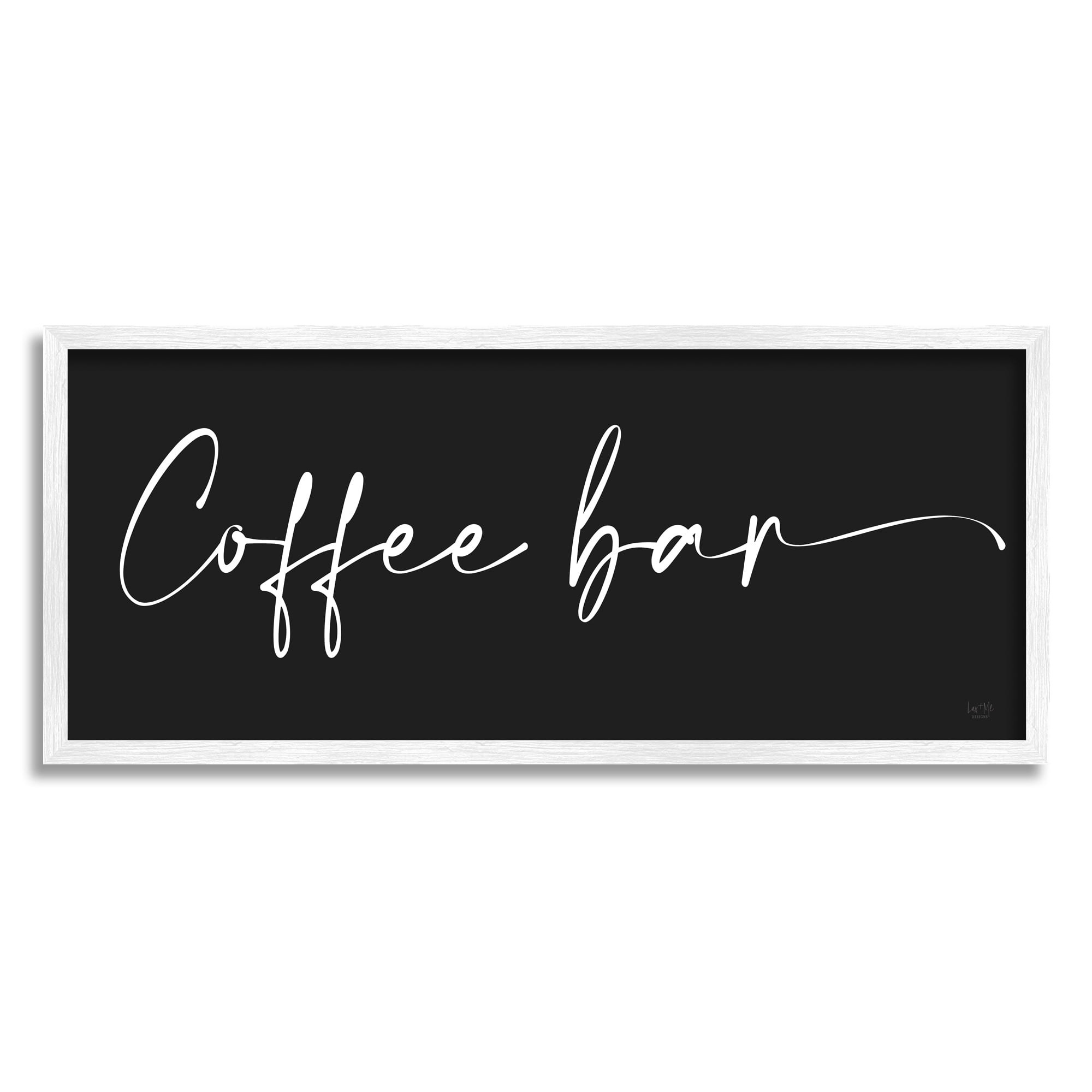 Stupell Industries Coffee Bar Classy Script Text Black Background Sign Graphic Art White Framed Art Print Wall Art, Design by Lux + Me Designs