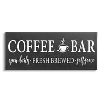 Stupell Industries Coffee Bar Open Sign Casual Black Design Graphic Art Gallery Wrapped Canvas Print Wall Art, Design by Lettered and Lined