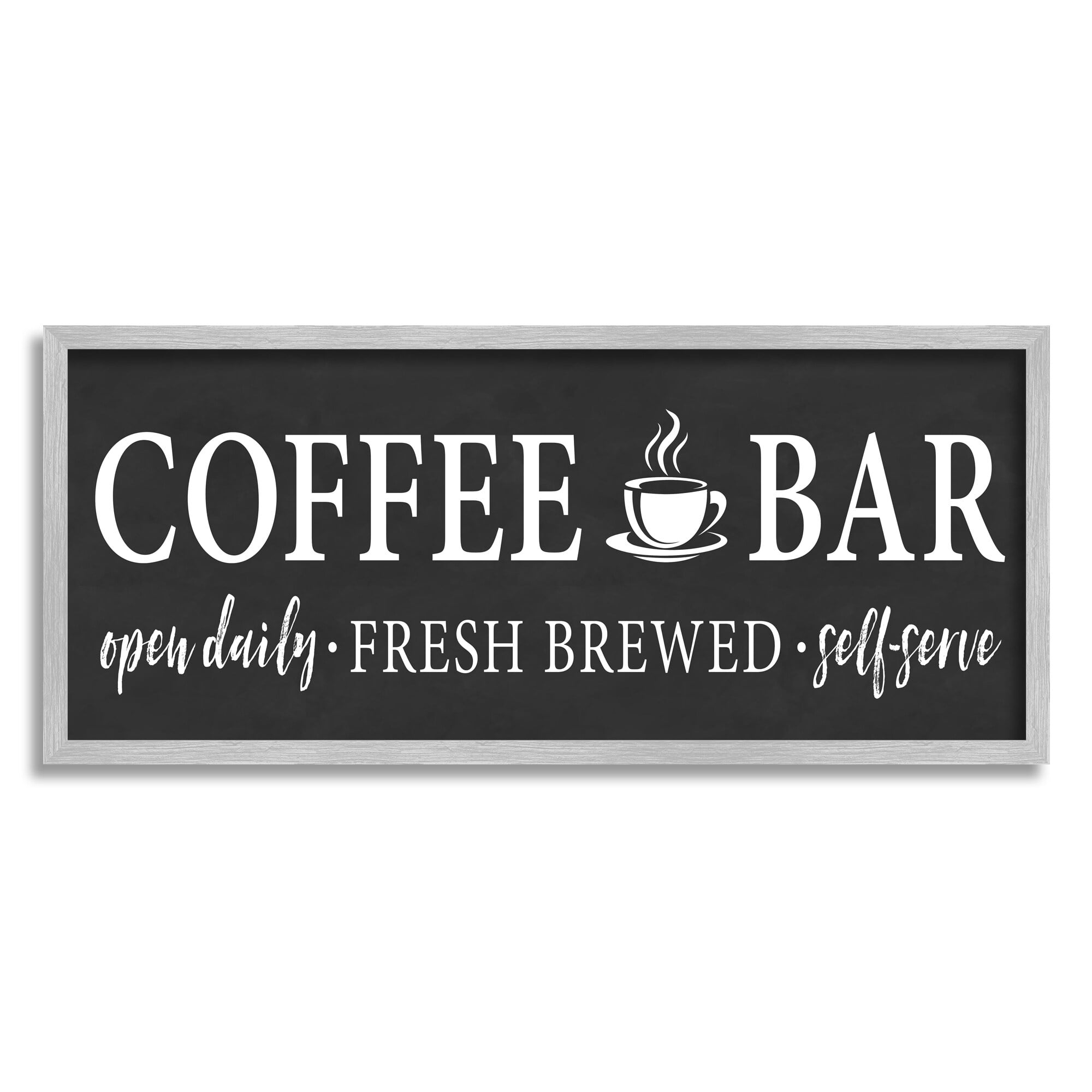 Stupell Industries Coffee Bar Open Sign Casual Black Design Graphic Art Gray Framed Art Print Wall Art, Design by Lettered and Lined