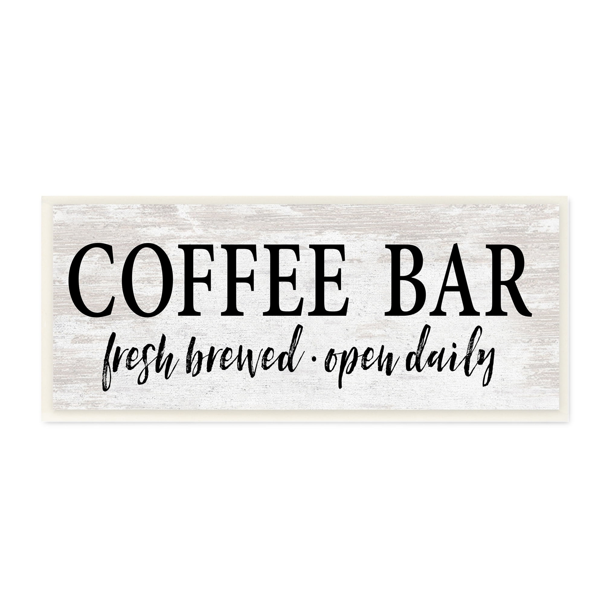Stupell Industries Coffee Bar Open Sign Rustic Grain Pattern Graphic Art Unframed Art Print Wall Art, Design by Lettered and Lined