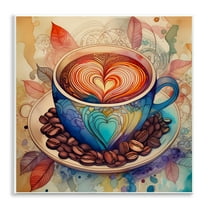Stupell Industries Coffee Beans & Latte Food & Beverage Painting Unframed Art Print Wall Art, 12 x 12