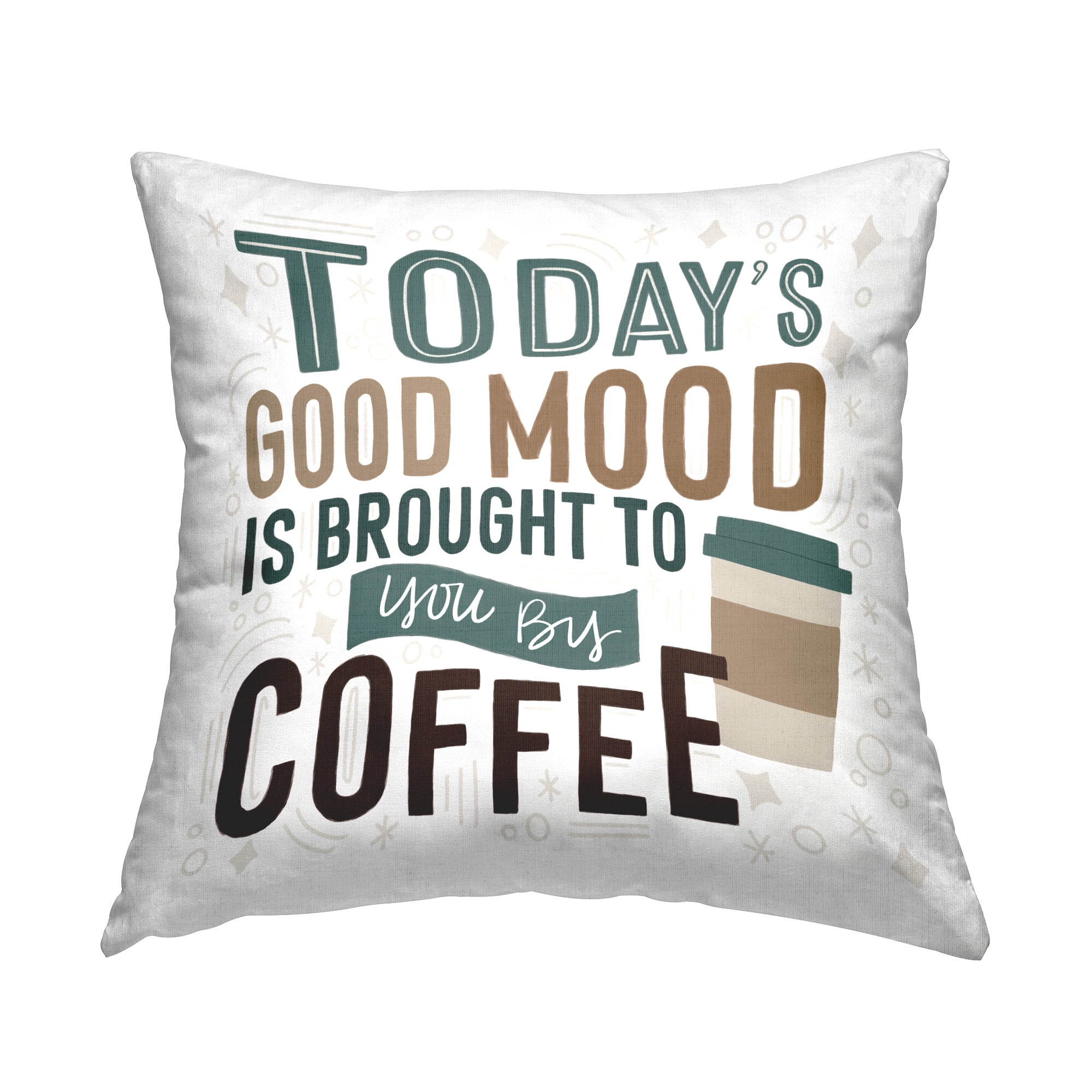 Stupell Industries Coffee Brings Good Mood Decorative Printed Throw Pillow Design by Lady Louise Designs