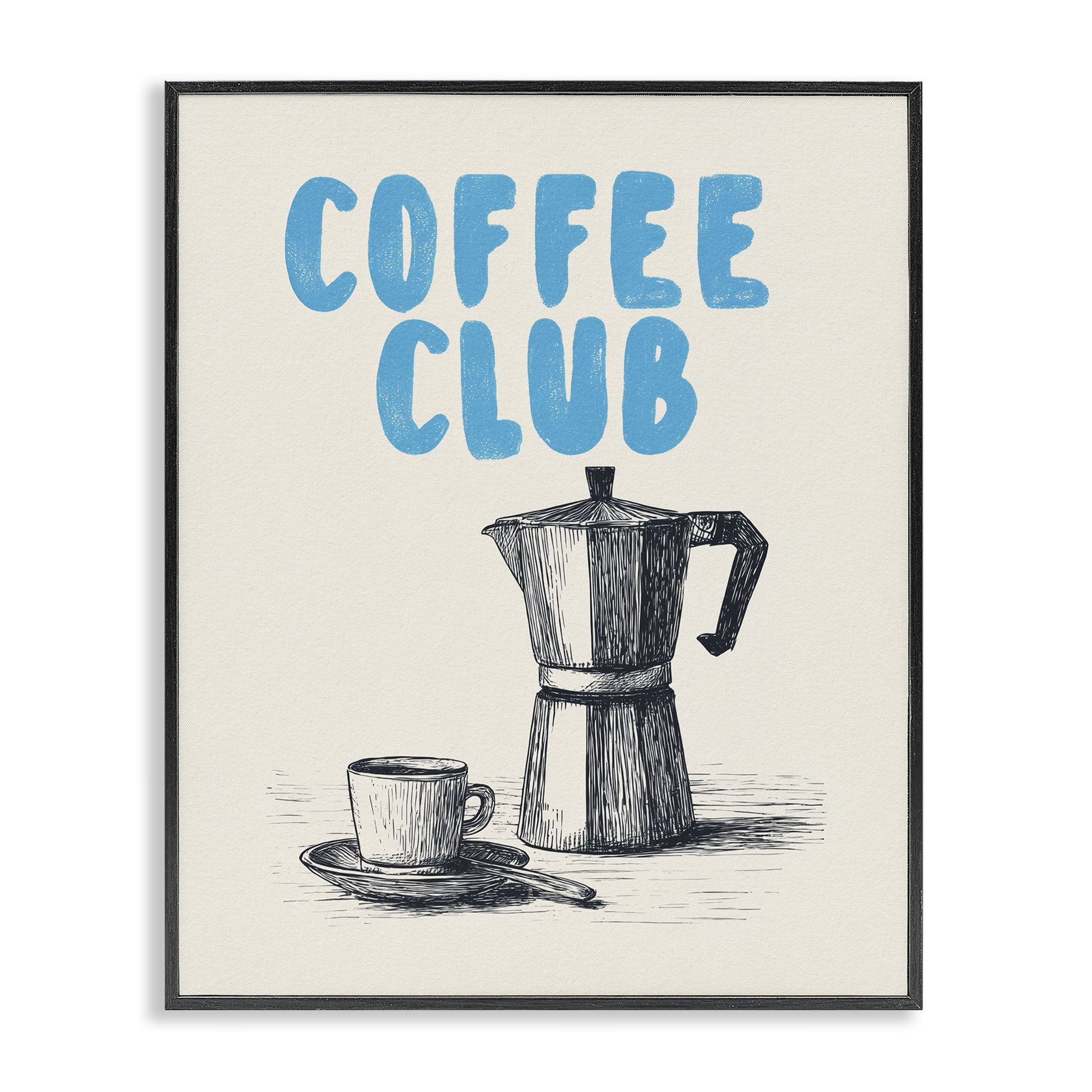 Stupell Industries Coffee Club Retro Drawing Black Framed Giclee Art, design by Andreas Magnusson
