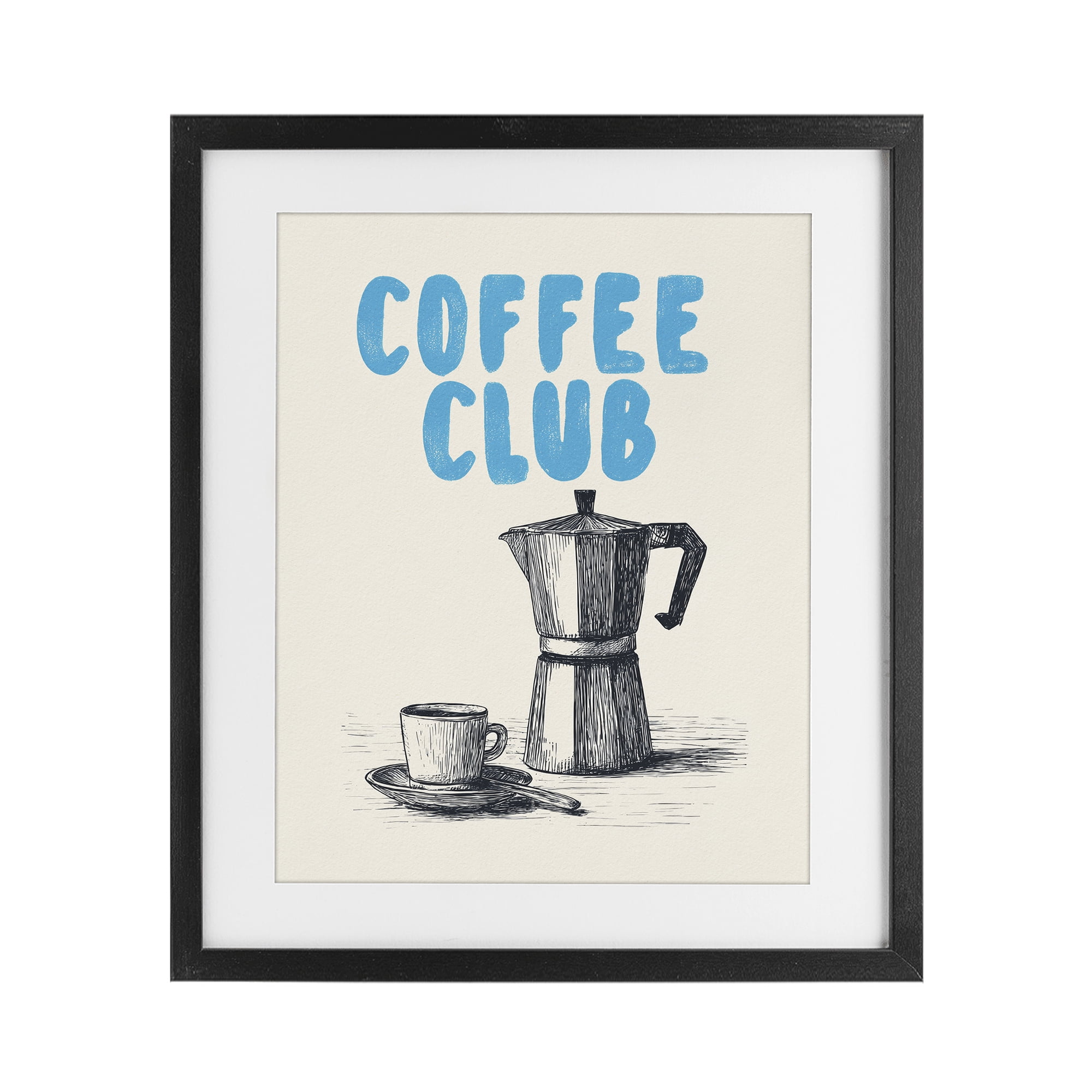 Stupell Industries Coffee Club Retro Drawing Black Framed Print Under Glass, design by Andreas Magnusson