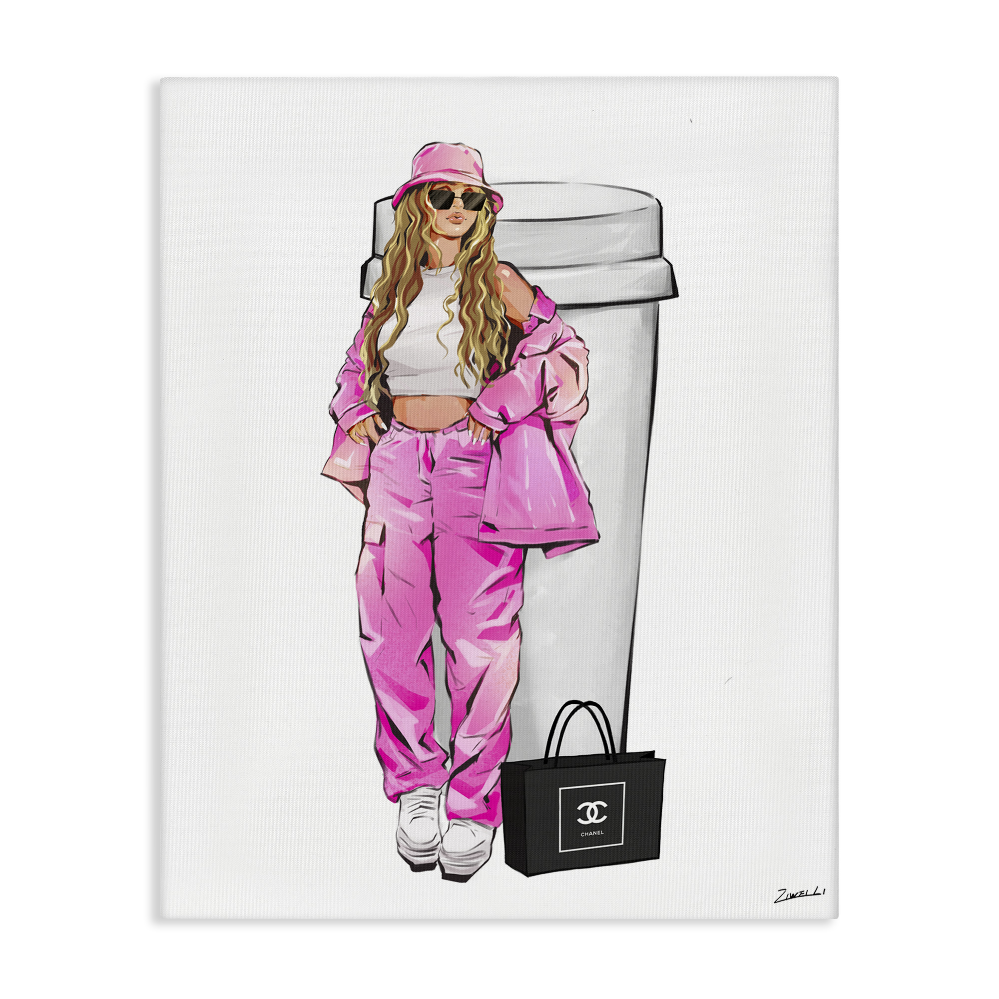 Stupell Industries Coffee Cup Fashionista Food & Beverage Painting Wrapped Canvas Art Print Wall Art, 24 x 30
