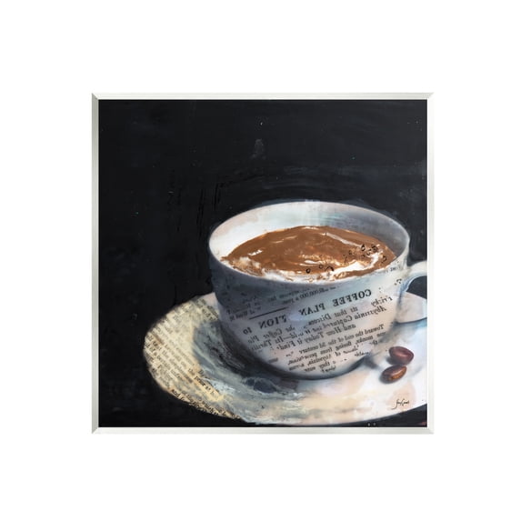Stupell Industries Coffee Cup Morning Beverage Layered Newspaper Collage Multi Color Graphic Art, Unframed Art Print Wall Art, Design by Stacy Gresell, 12in. x 12in.
