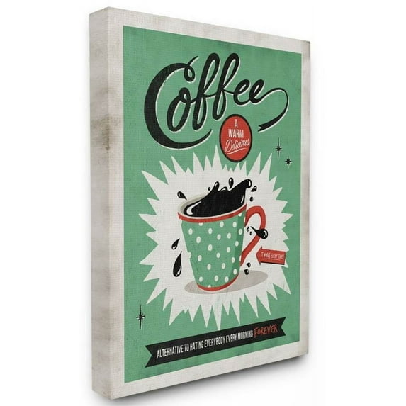 Stupell Industries Coffee Cure Vintage Comic Book Green Red Design Canvas Wall Art by Ester Kay
