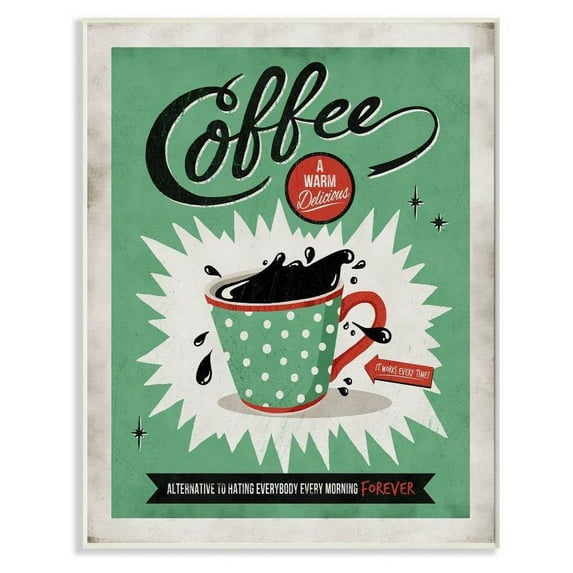 Stupell Industries Coffee Cure Vintage Comic Book Green Red Design Wall Plaque by Ester Kay
