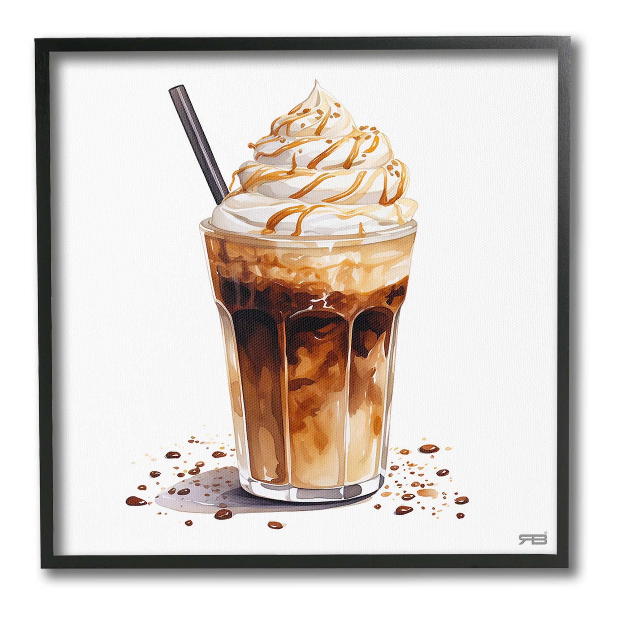 Stupell Industries Coffee Dessert Drink Food & Beverage Painting Black Framed Art Print Wall Art, 17 x 17