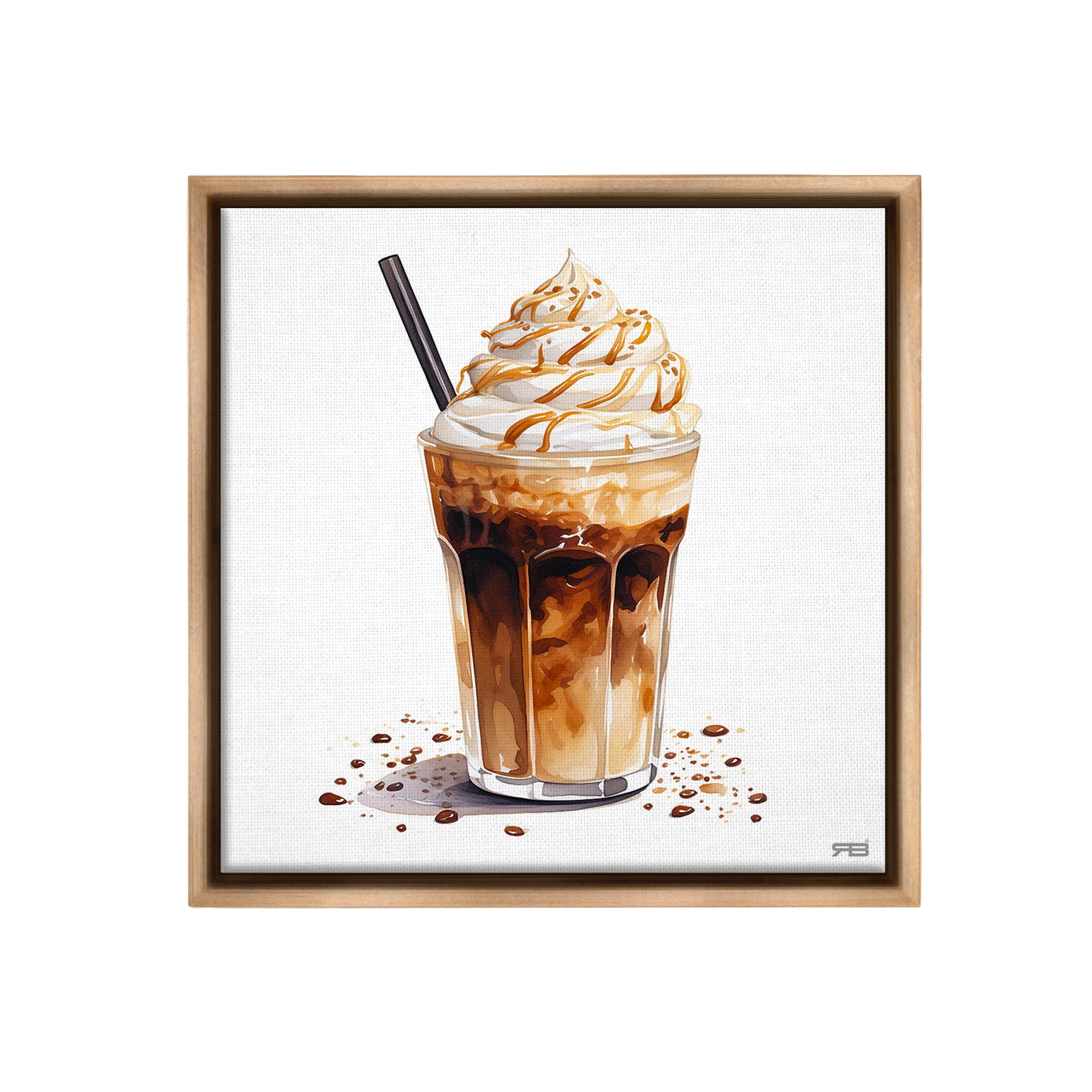 Stupell Industries Coffee Dessert Drink Food & Beverage Painting Brown Floater Framed Canvas Art Print Wall Art, 18 x 18